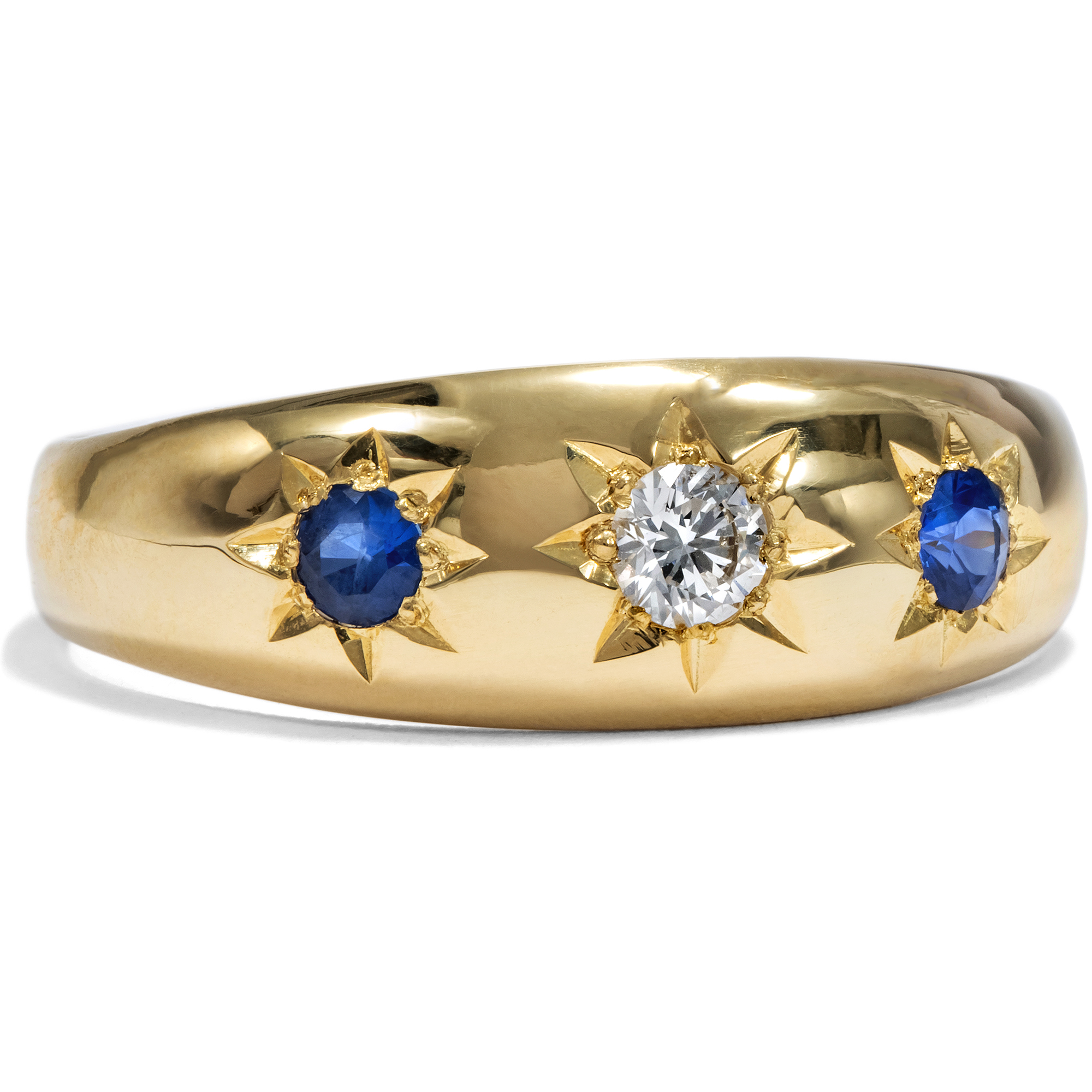 Unworn Ring With Sapphire & Diamonds in Gold, From Our Workshop