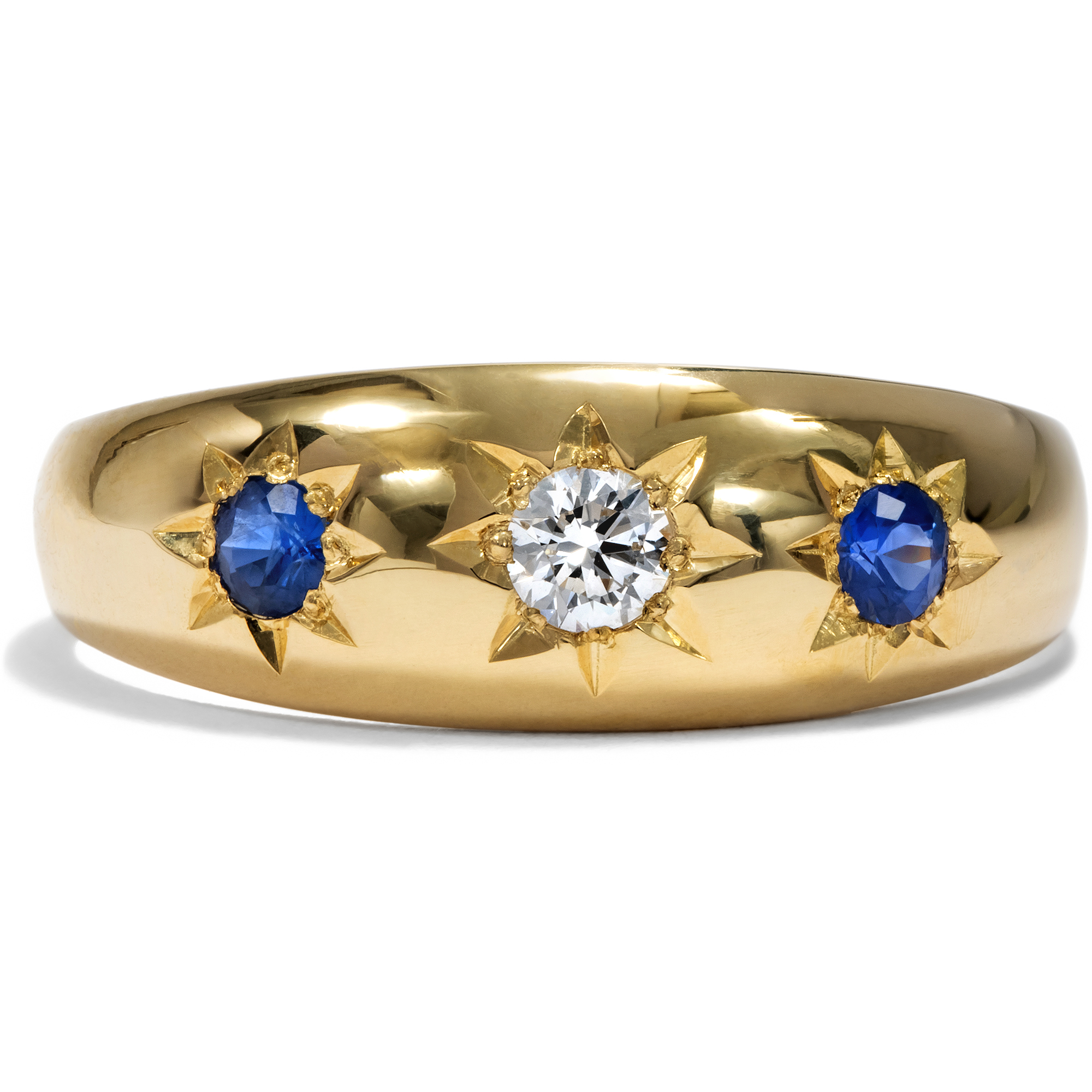 Unworn Ring With Sapphire & Diamonds in Gold, From Our Workshop