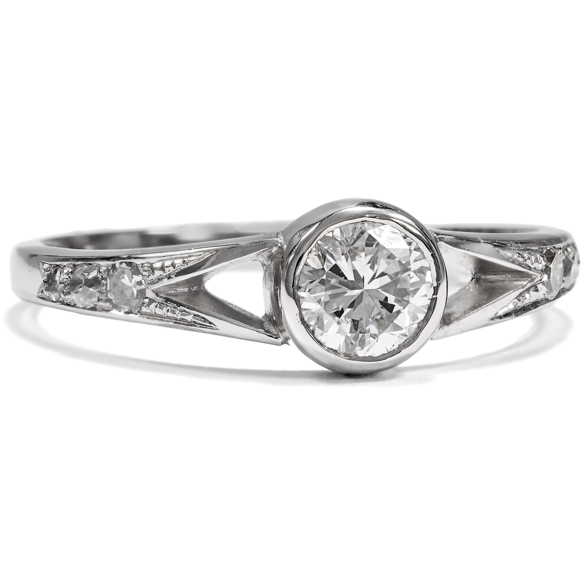 Delicate Platinum Ring with 0.57 ct Brilliant Cut Diamond, from our Workshop