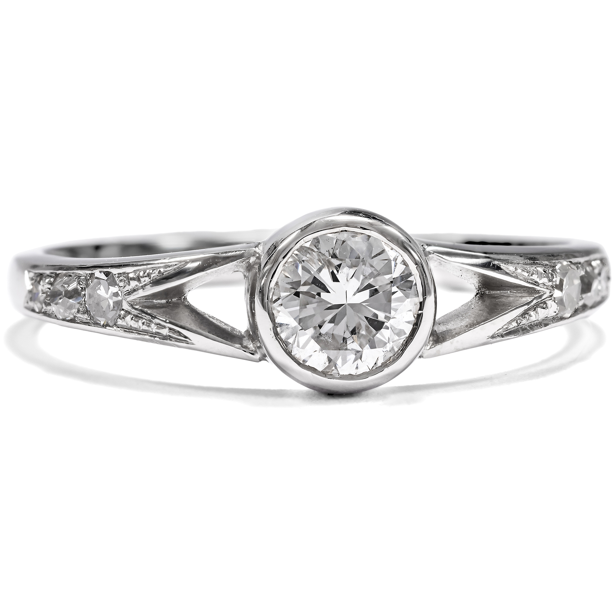 Delicate Platinum Ring with 0.57 ct Brilliant Cut Diamond, from our Workshop