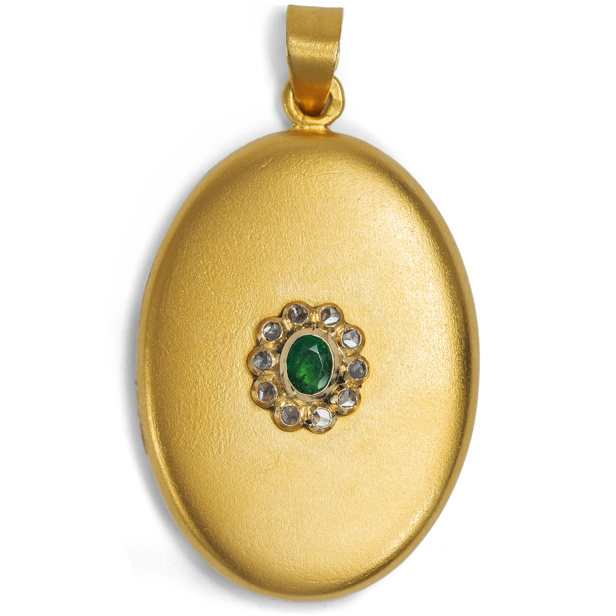 Vintage Gold Locket with Emerald & Diamonds, c. 1985