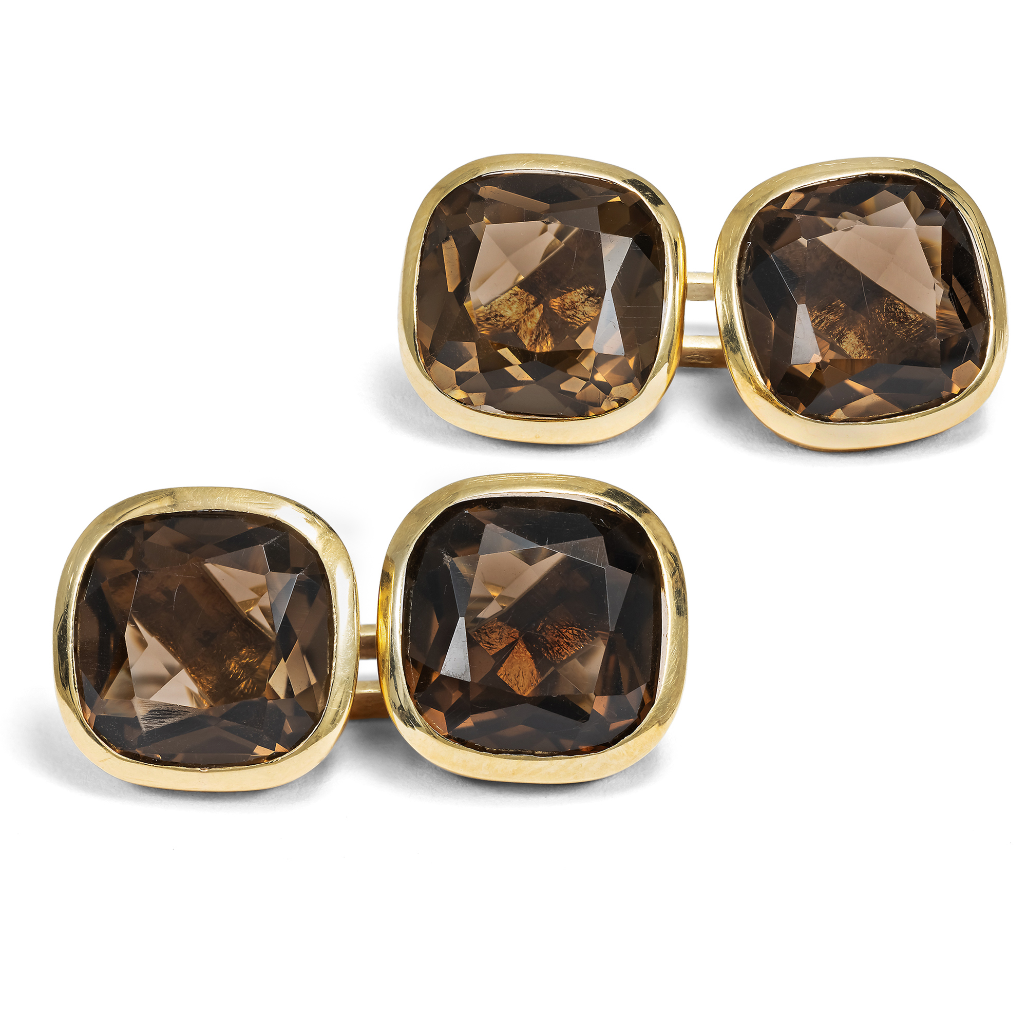 Vintage Smoky Quartz & Gold Cufflinks, Vienna, c. 1955