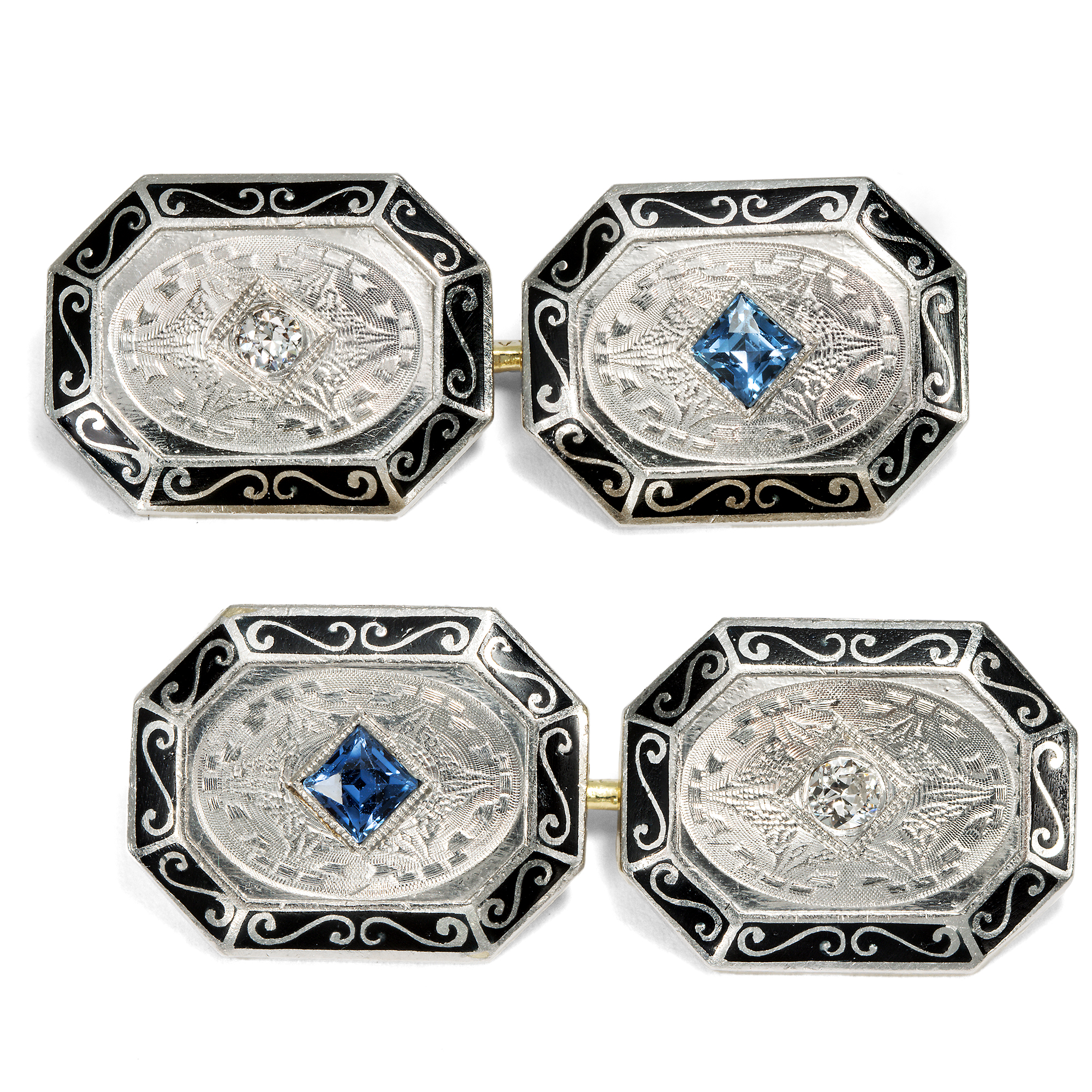 Elegant Art Déco Cufflinks, USA c. 1920