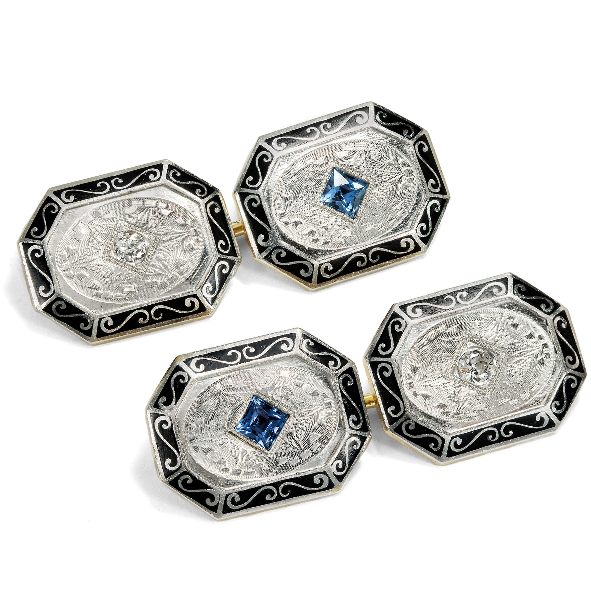 Elegant Art Déco Cufflinks, USA c. 1920