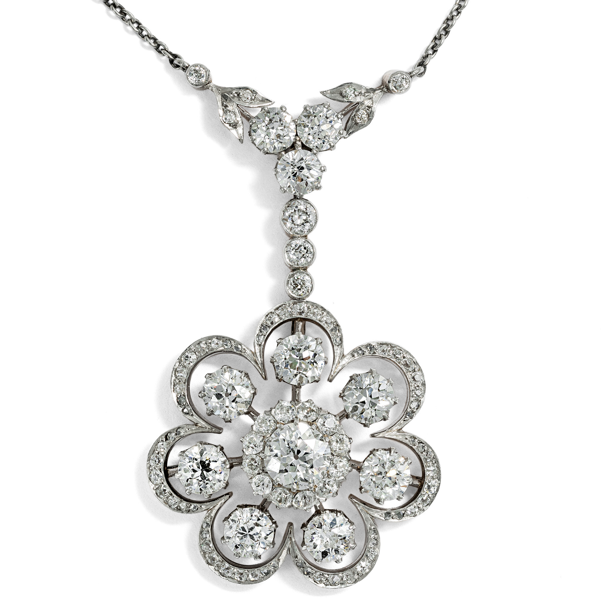 Exquisite Belle Époque Diamond and Platinum Necklace, c. 1905