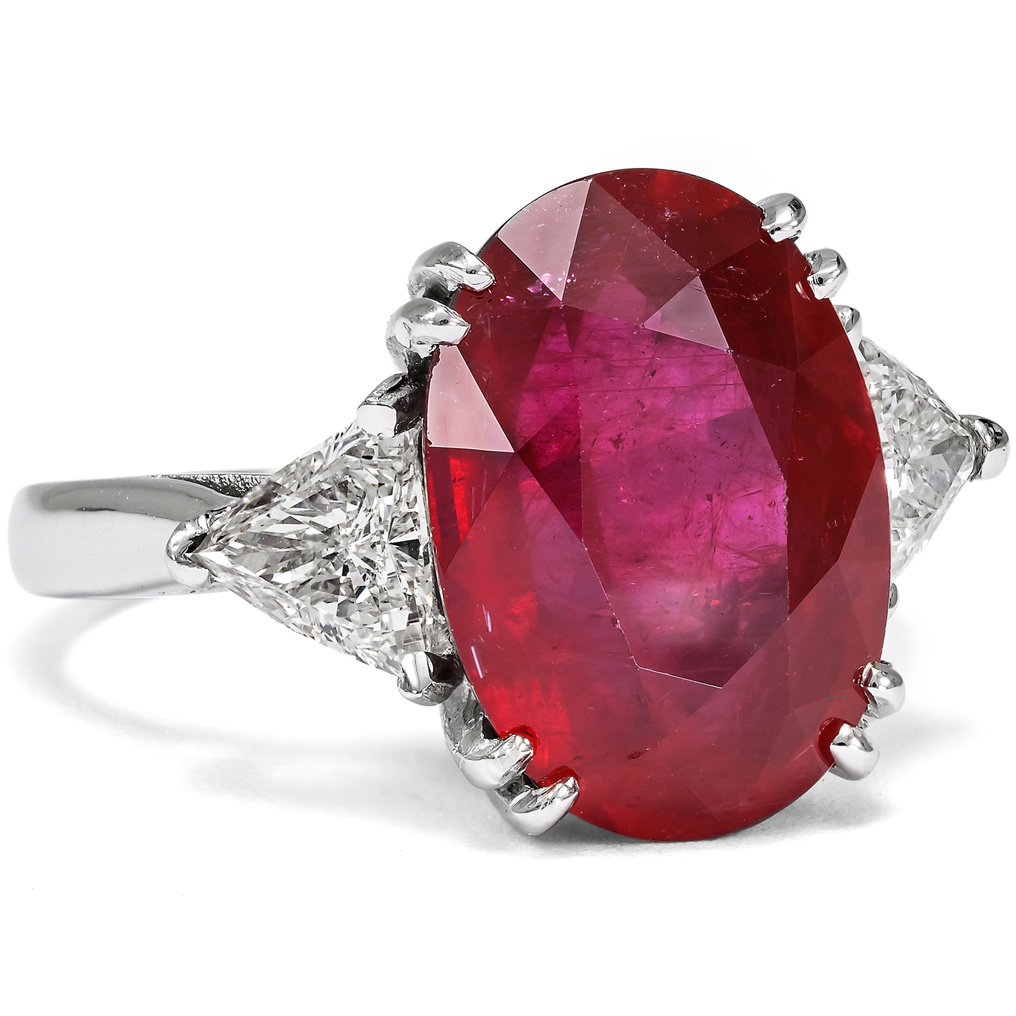 Fine Vintage Ruby & Diamond Ring in White Gold, Paris c. 2010