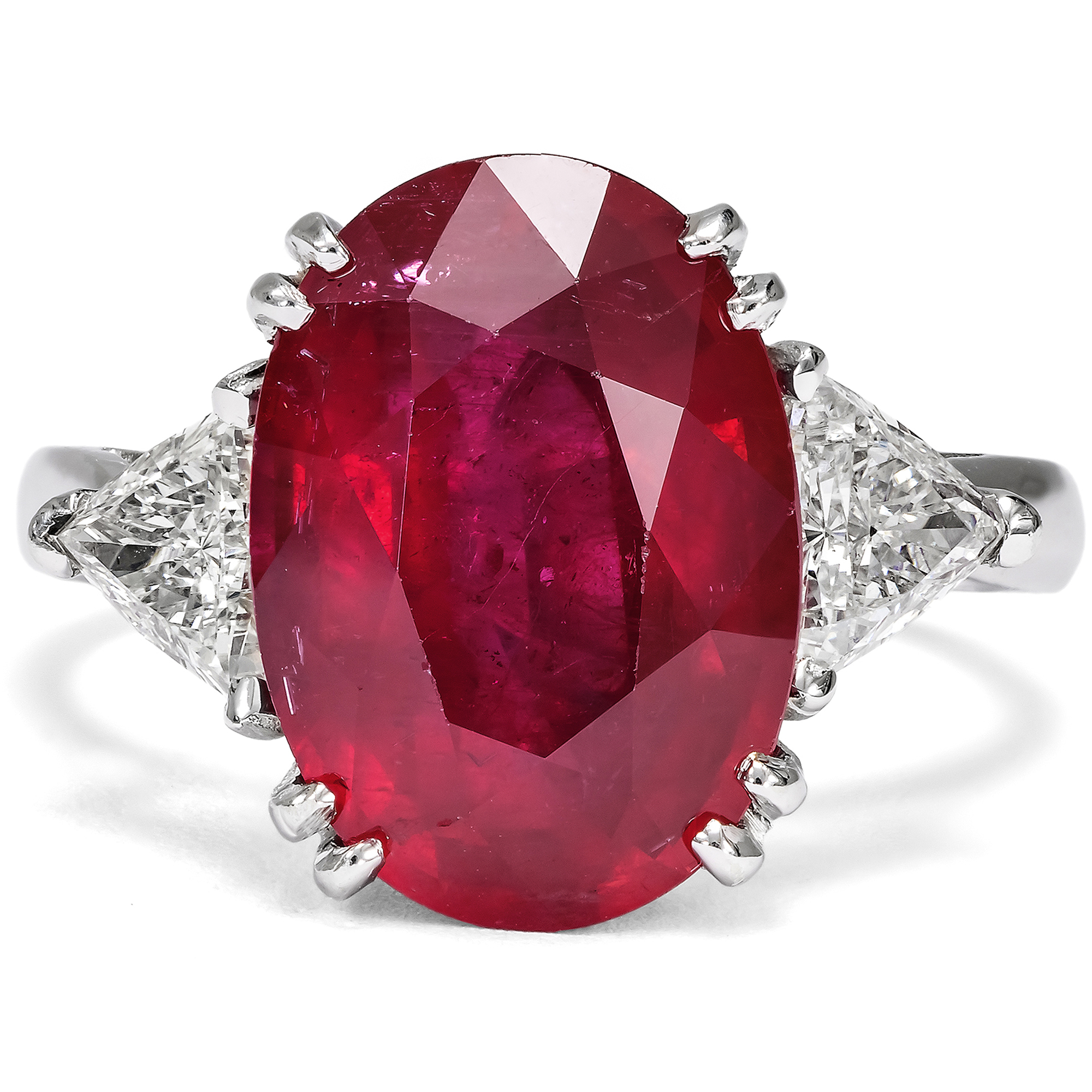 Fine Vintage Ruby & Diamond Ring in White Gold, Paris c. 2010