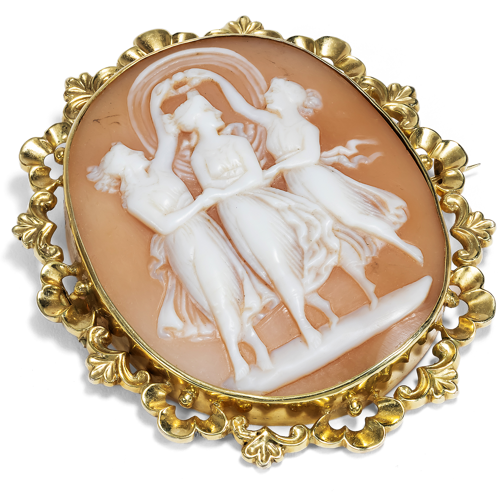 Antique Shell Cameo Gold Brooch after Antonio Canova, c. 1850