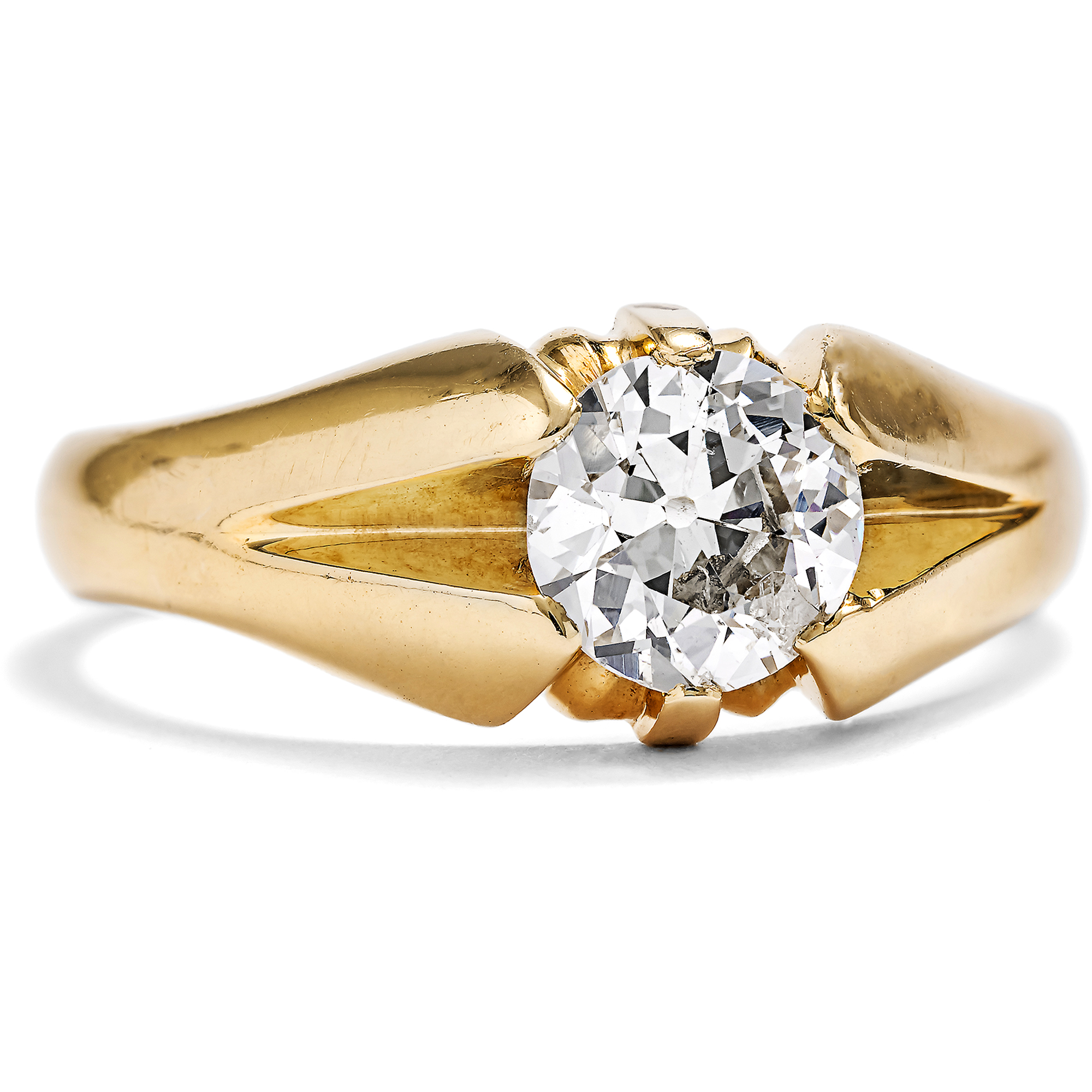 Vintage Gold Ring with 0.94 ct Old European Cut Diamond Solitaire, c. 1890/1955