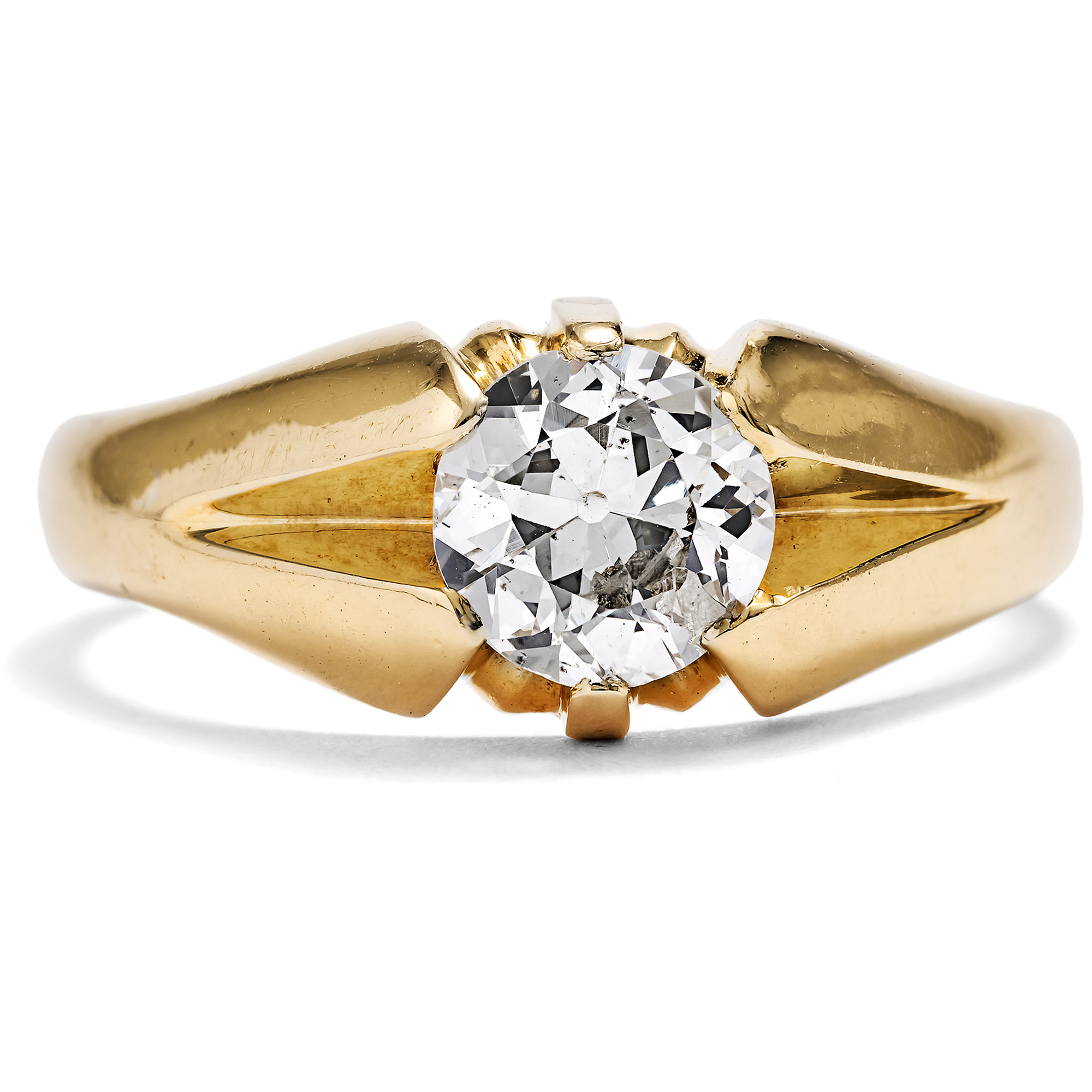 Vintage Gold Ring with 0.94 ct Old European Cut Diamond Solitaire, c. 1890/1955