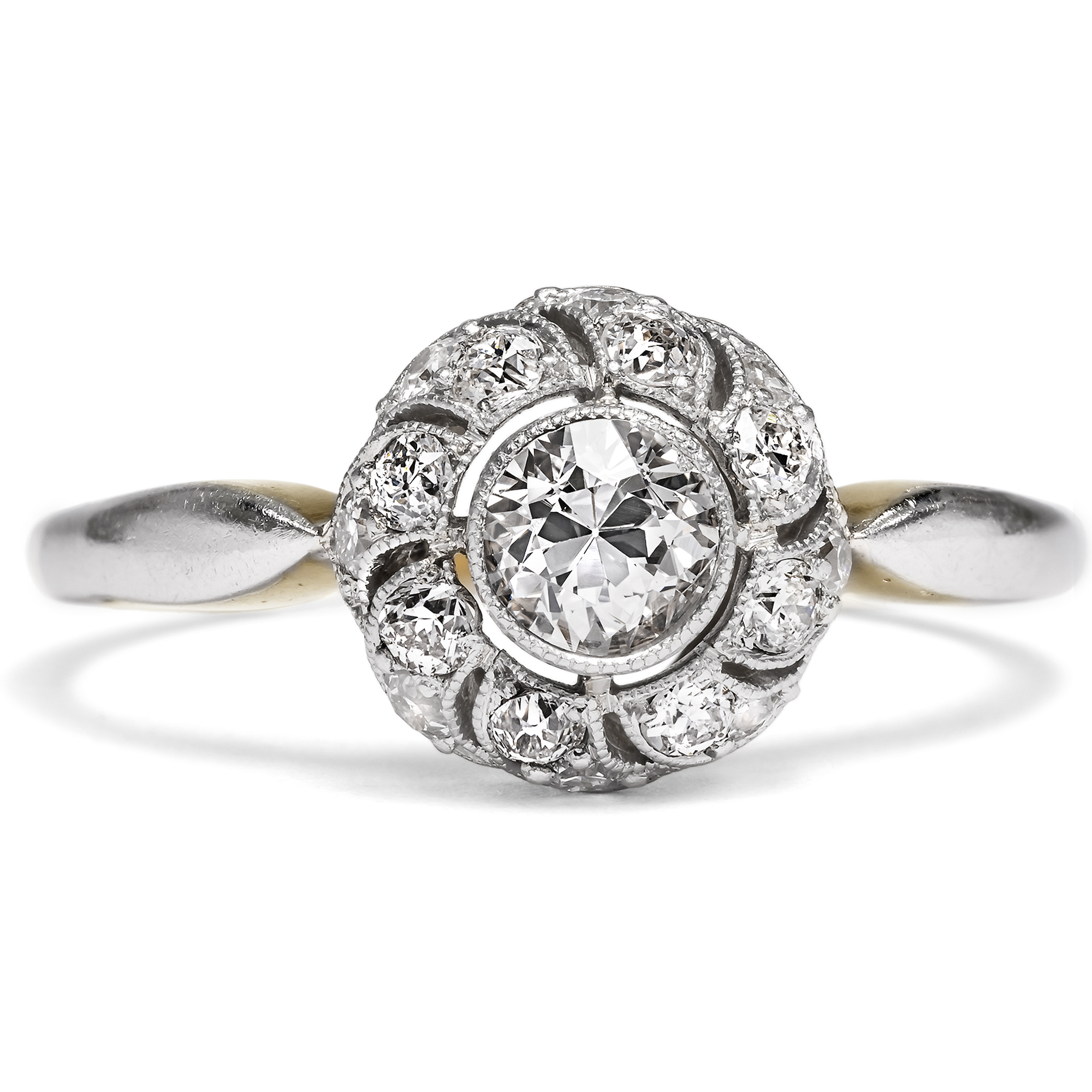 Antique Diamond Ring in Platinum on Gold, c. 1910