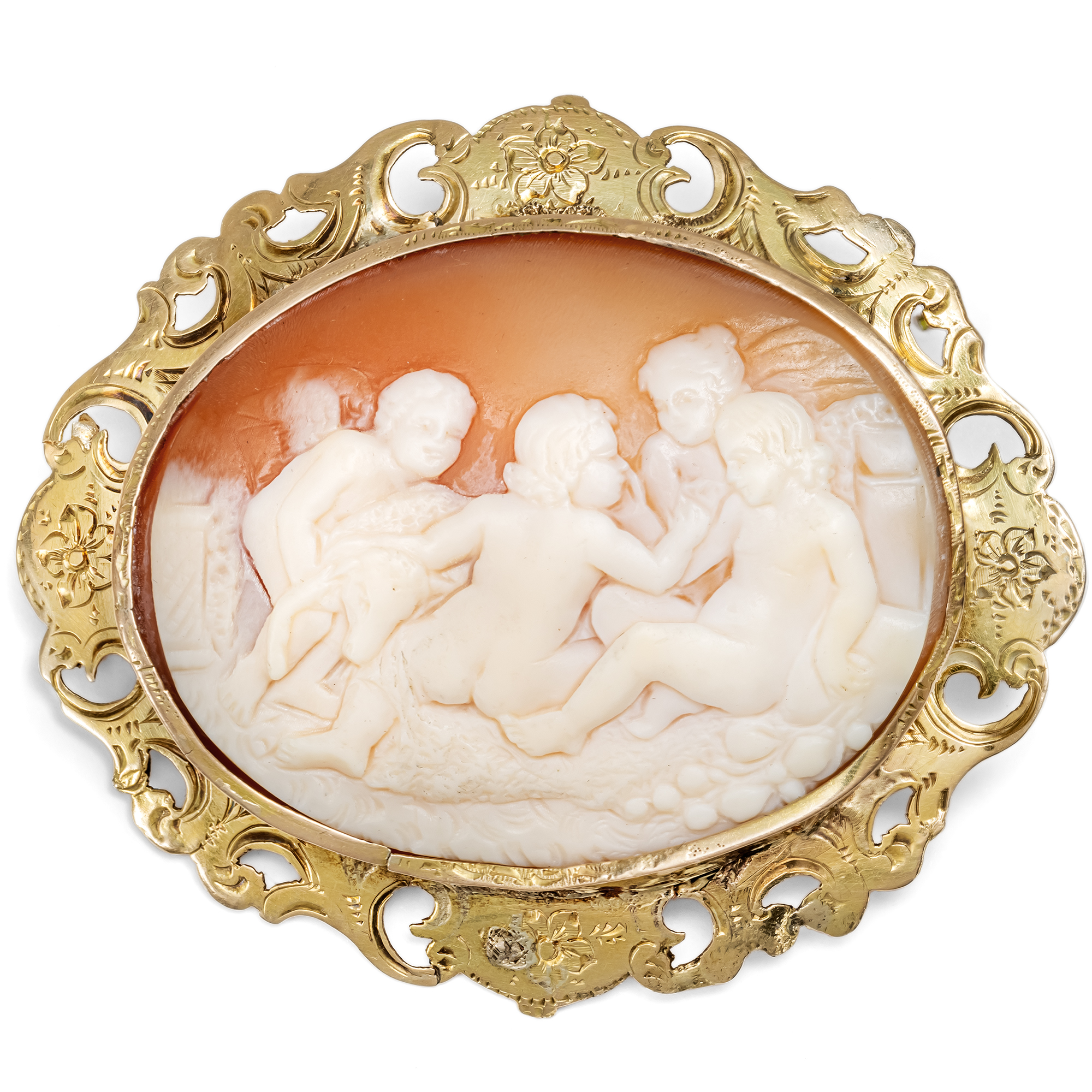 Muschelkamee nach Rubens, gefasst in Gold, Niederlande um 1950 Muschelkamee nach Rubens, gefasst in Gold, Niederlande um 1950