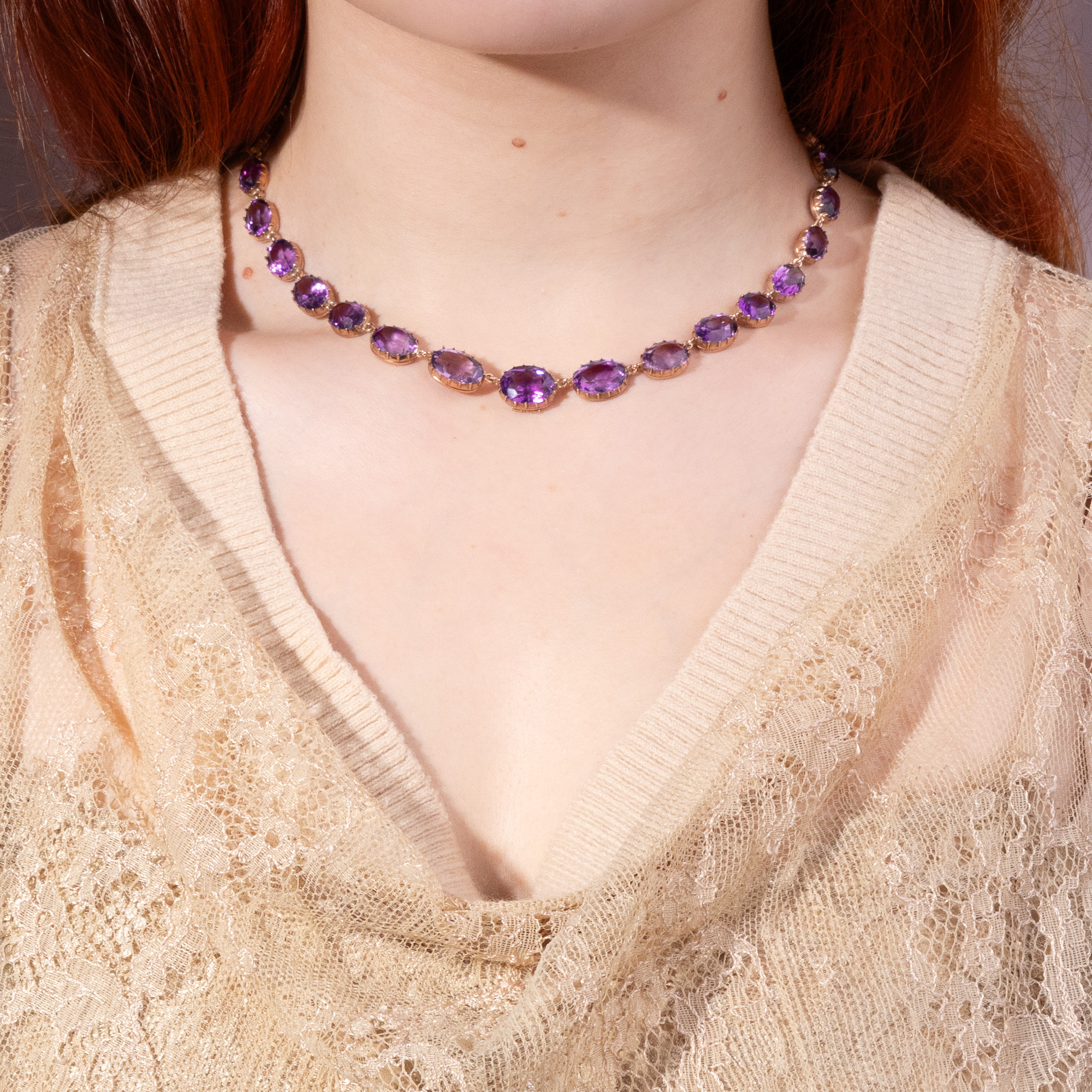 Antique Rivière with Amethysts in Rose Gold, c. 1820 Antique Rivière with Amethysts in Rose Gold, c. 1820