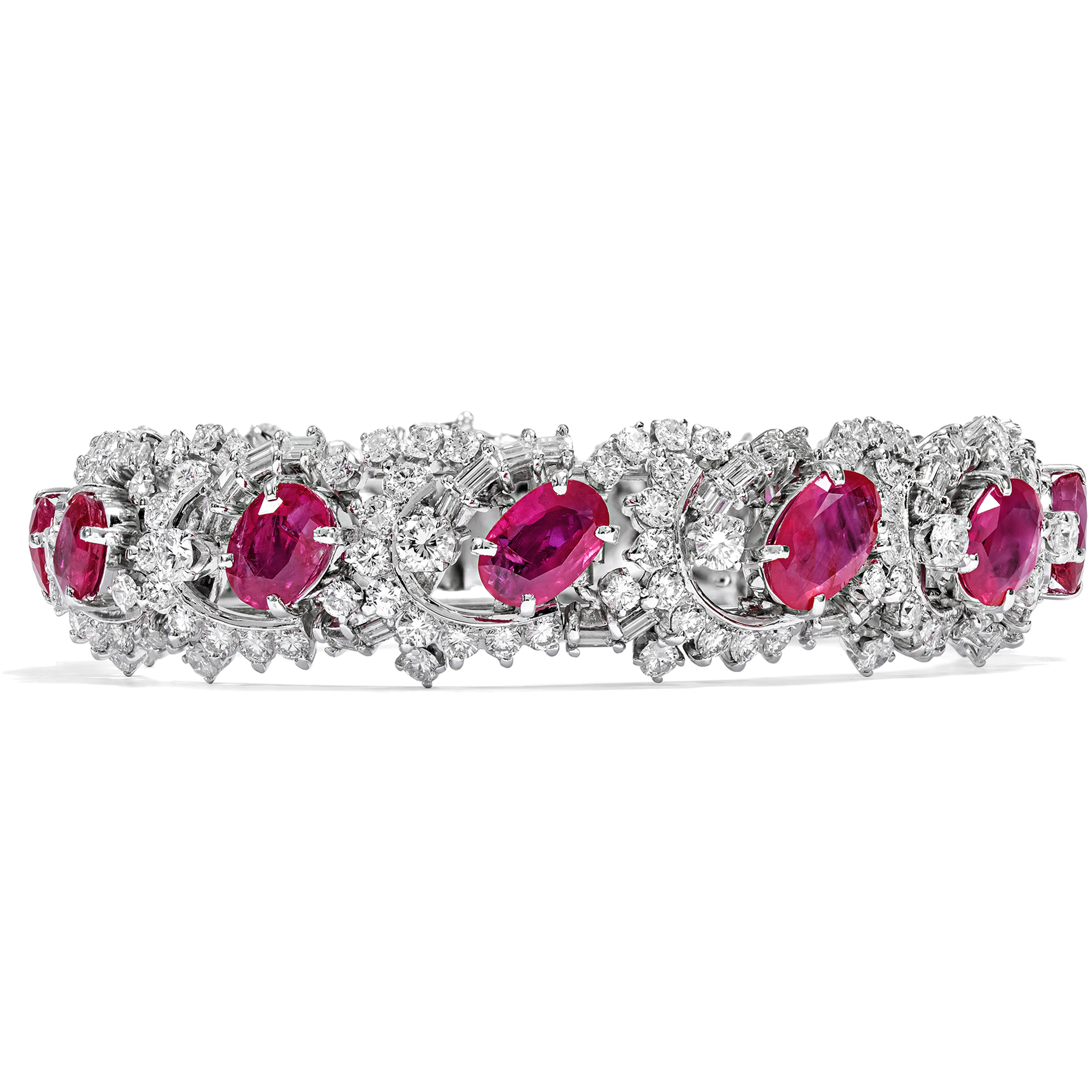 Vintage White Gold Bracelet with Untreated Burmese Rubies, c. 1970