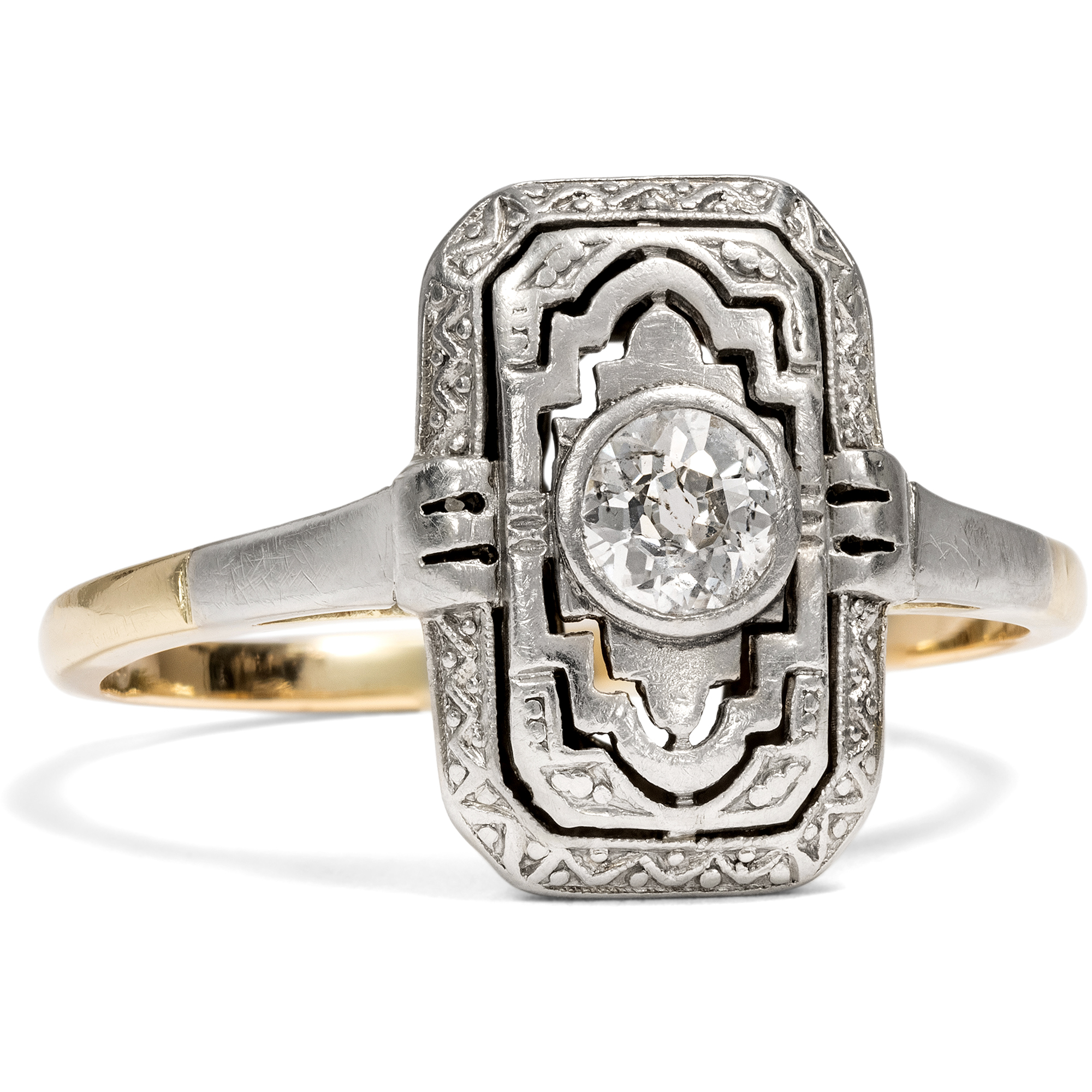 Elegant Art Deco Diamond Ring Made of Platinum on Gold, c. 1930