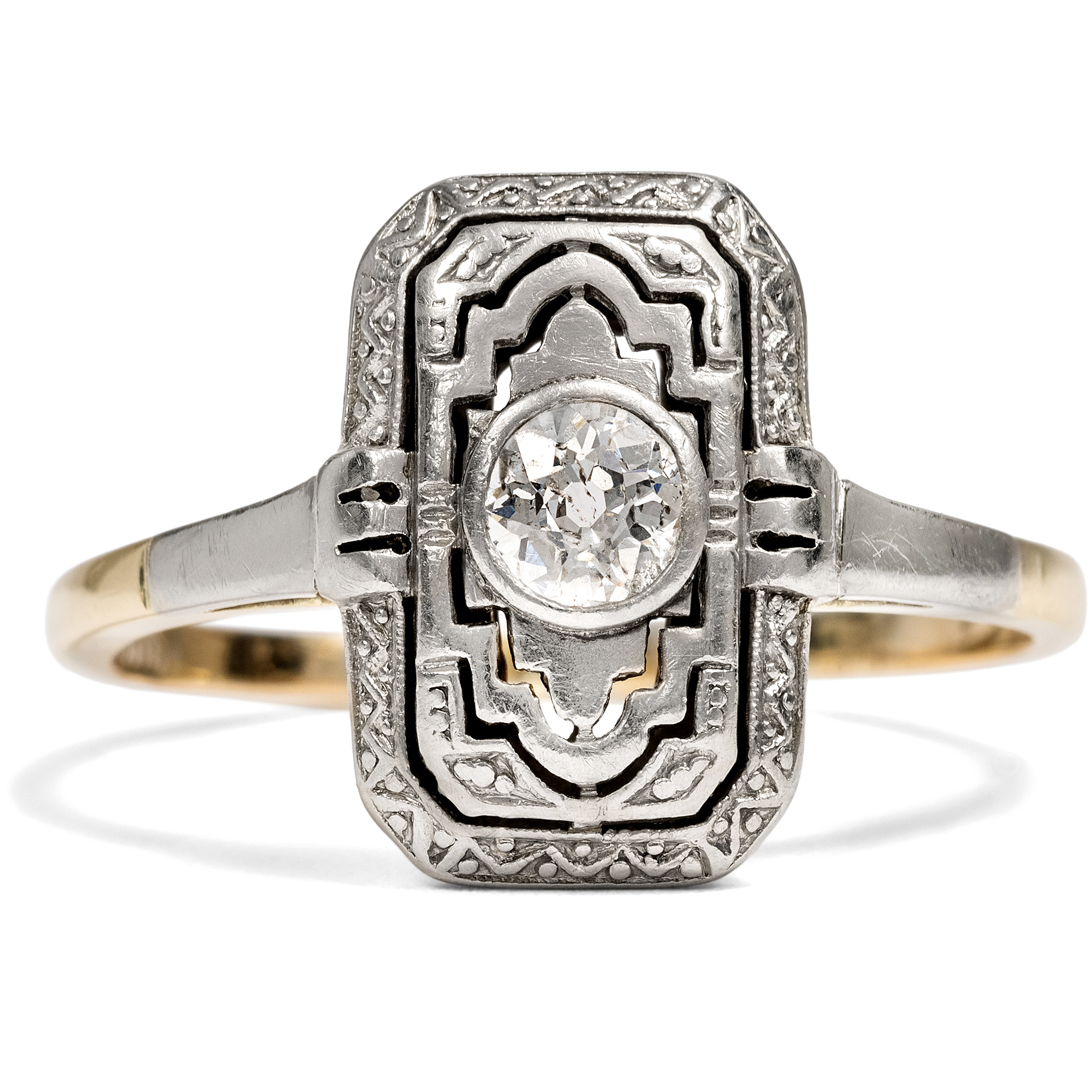 Elegant Art Deco Diamond Ring Made of Platinum on Gold, c. 1930