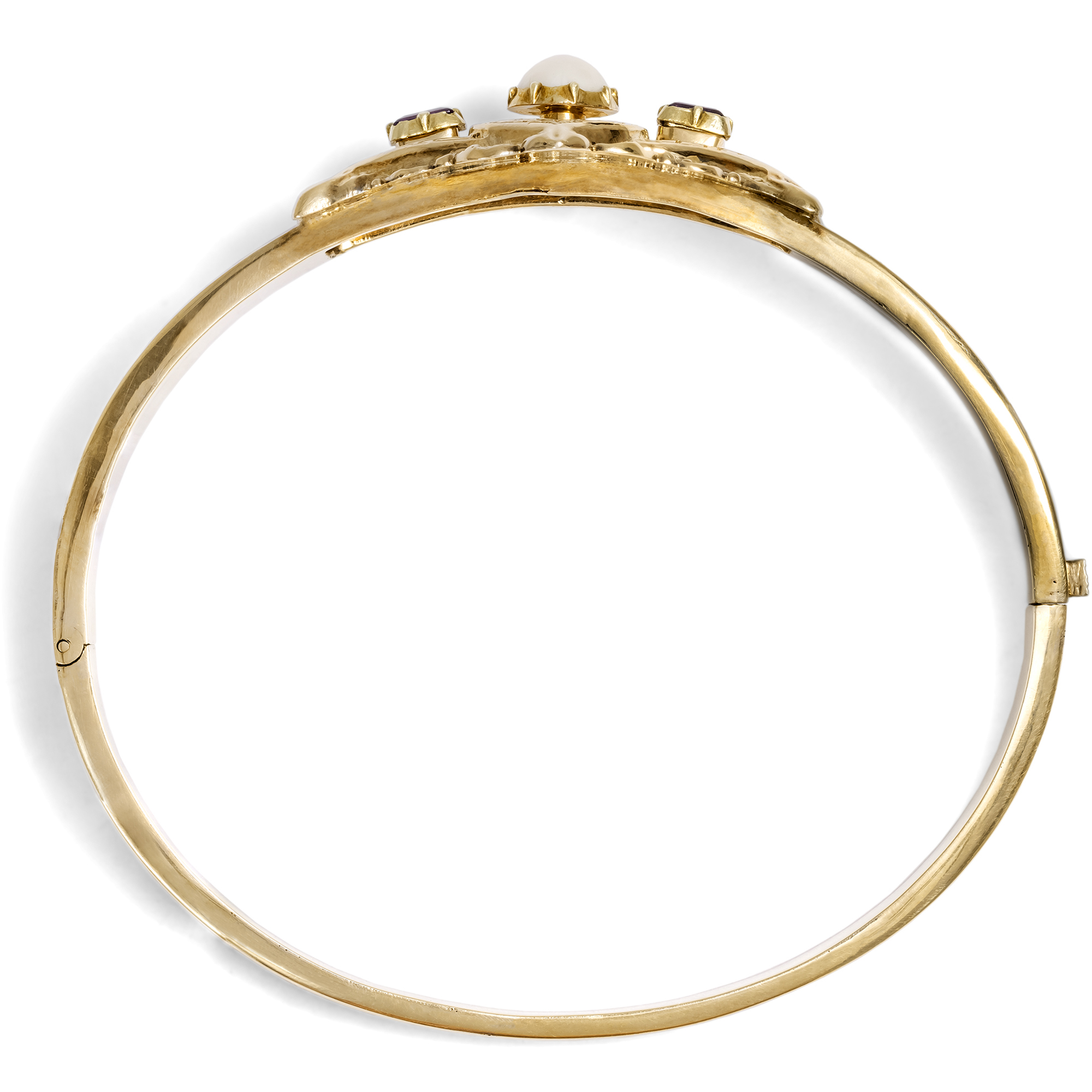 Antiker Armreif aus Gold mit Perle und Amethysten, um 1845 Antiker Armreif aus Gold mit Perle und Amethysten, um 1845