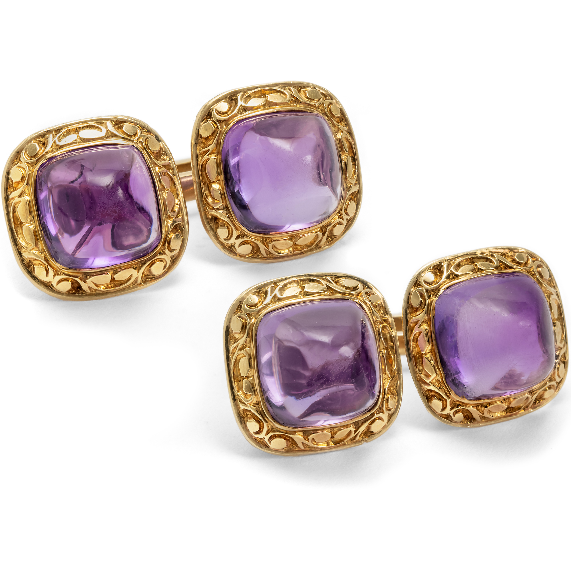 Edle antike Manschettenknöpfe mit Amethysten & Gold, um 1920