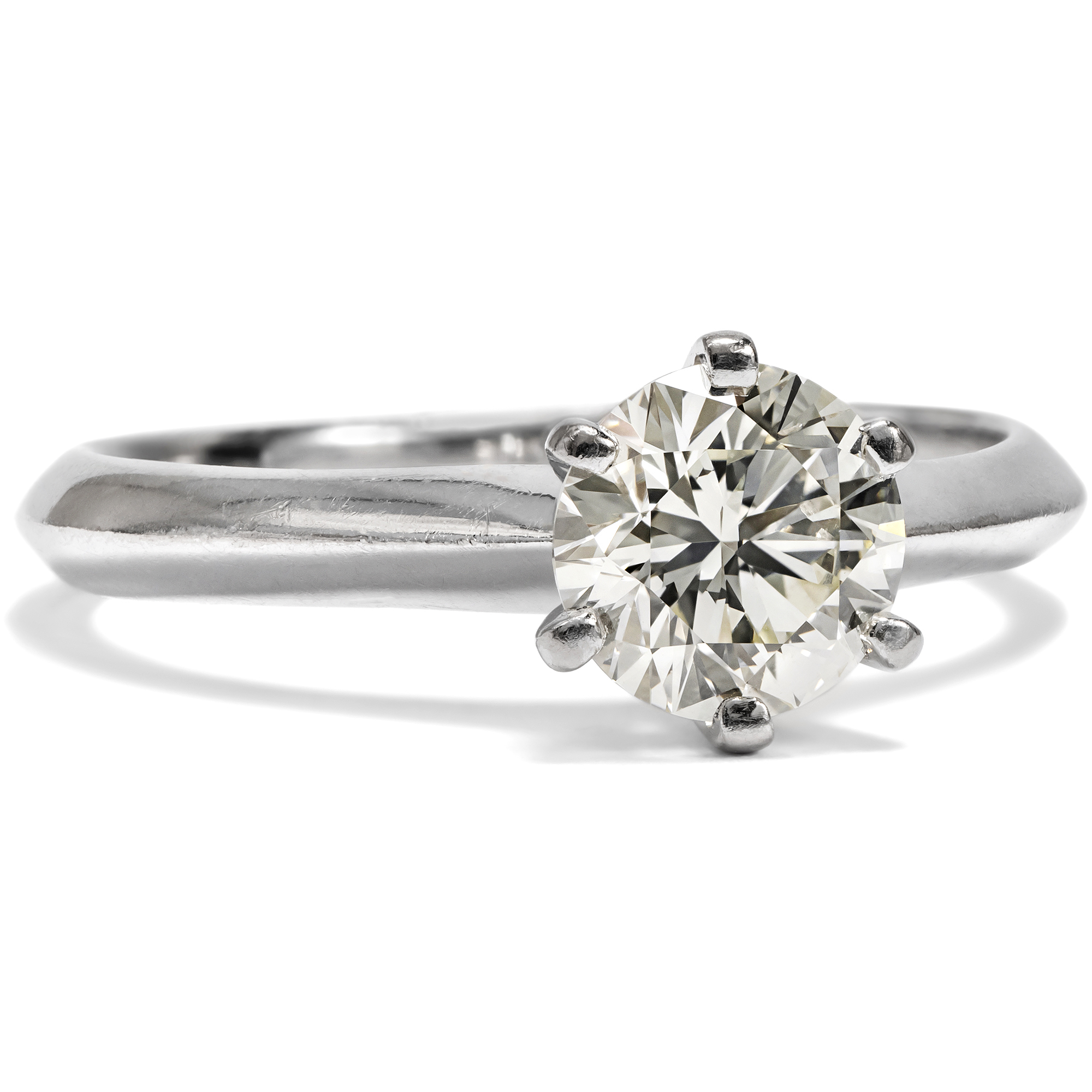 Classic Vintage 1.02 ct Diamond Solitaire Ring in White Gold, c. 1975