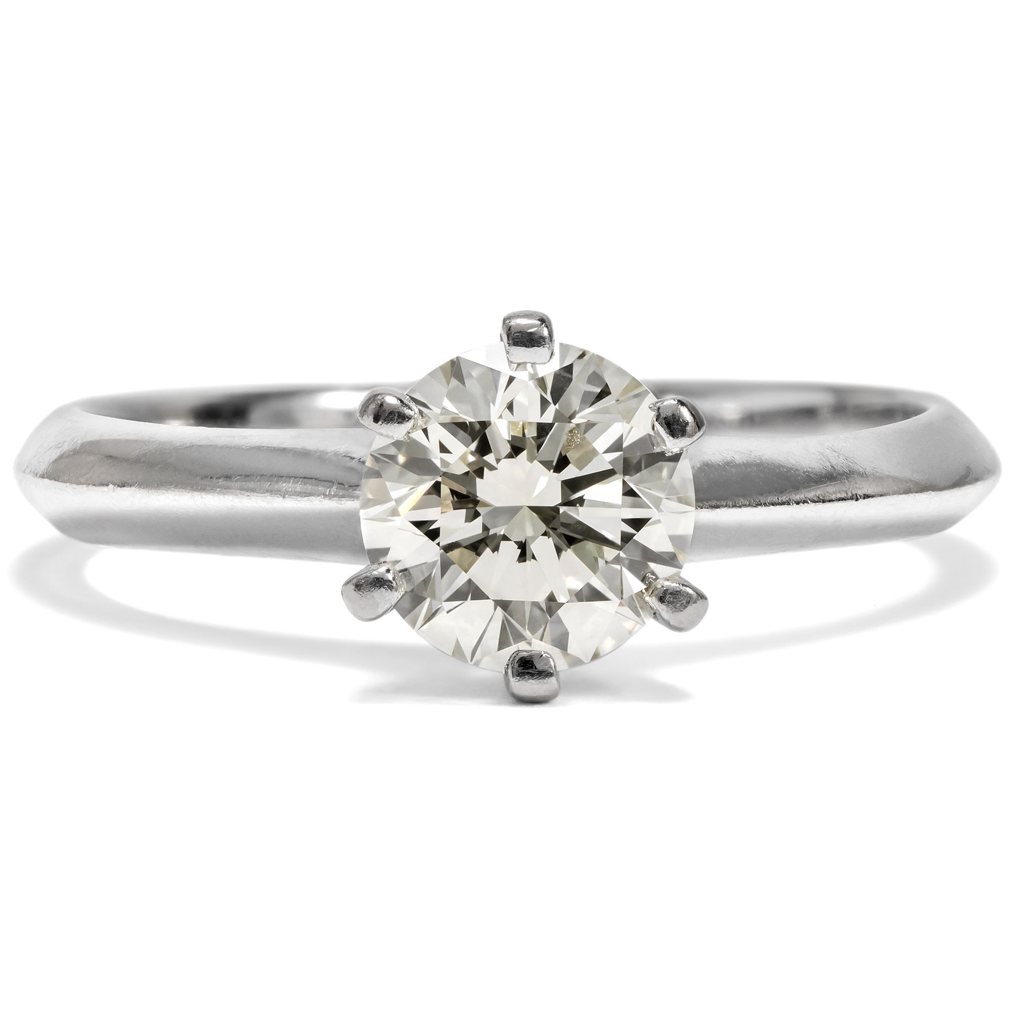 Classic Vintage 1.02 ct Diamond Solitaire Ring in White Gold, c. 1975