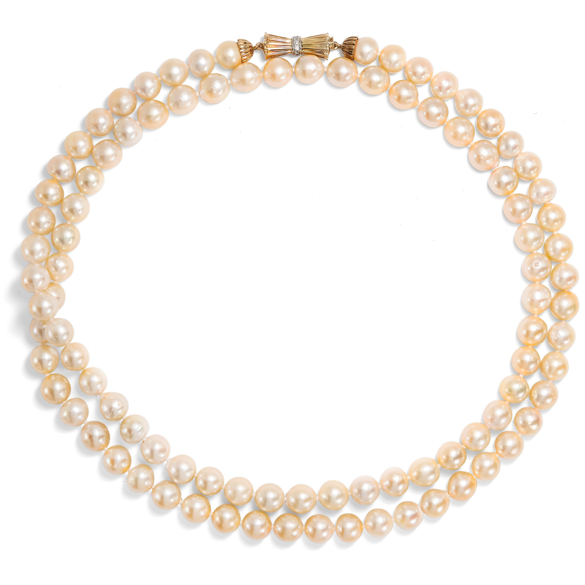 Vintage Akoya Pearls Necklace with Diamond Clasp, c. 1955 & Later