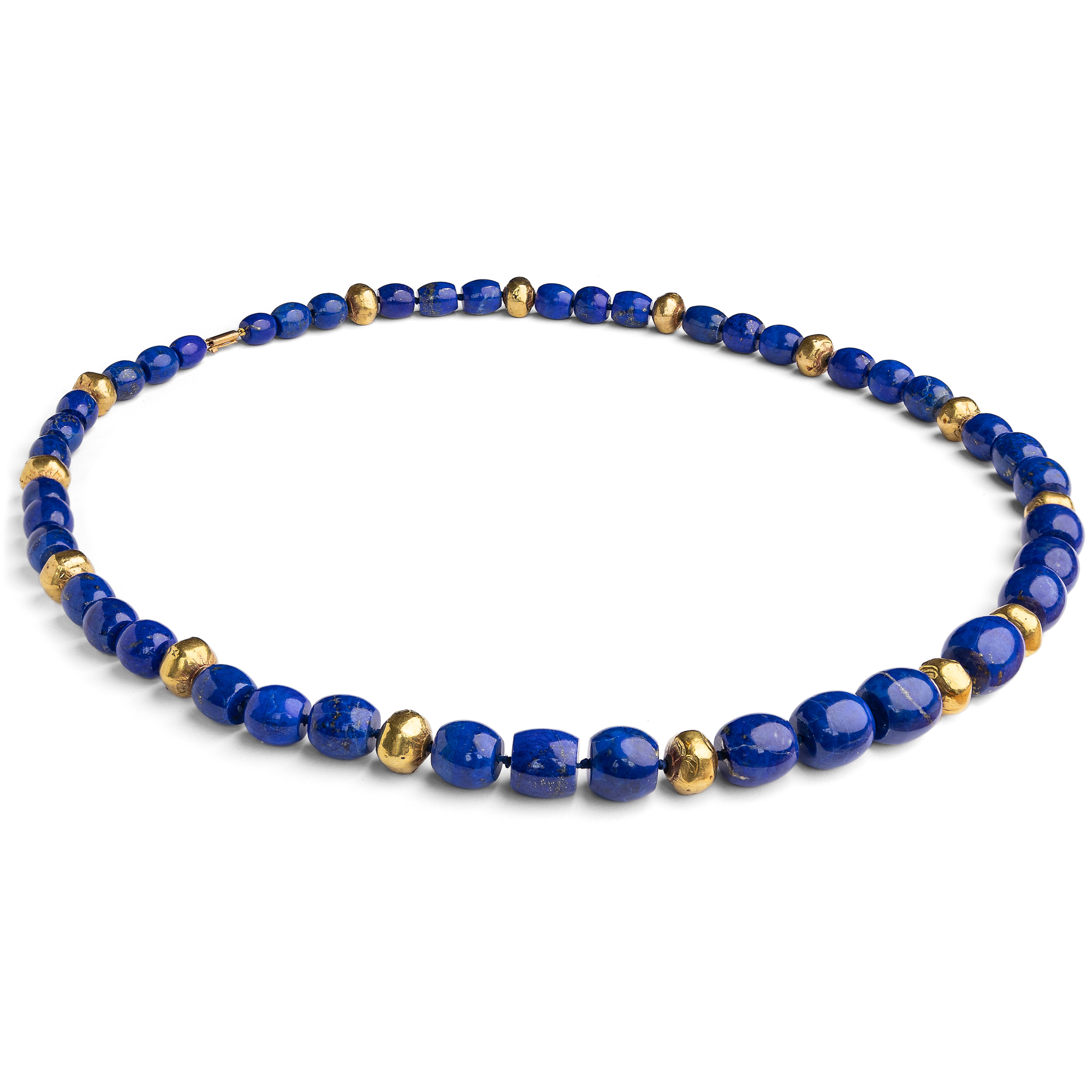 Wonderful Vintage Lapis Lazuli Necklace with Gold Elements, c. 1995