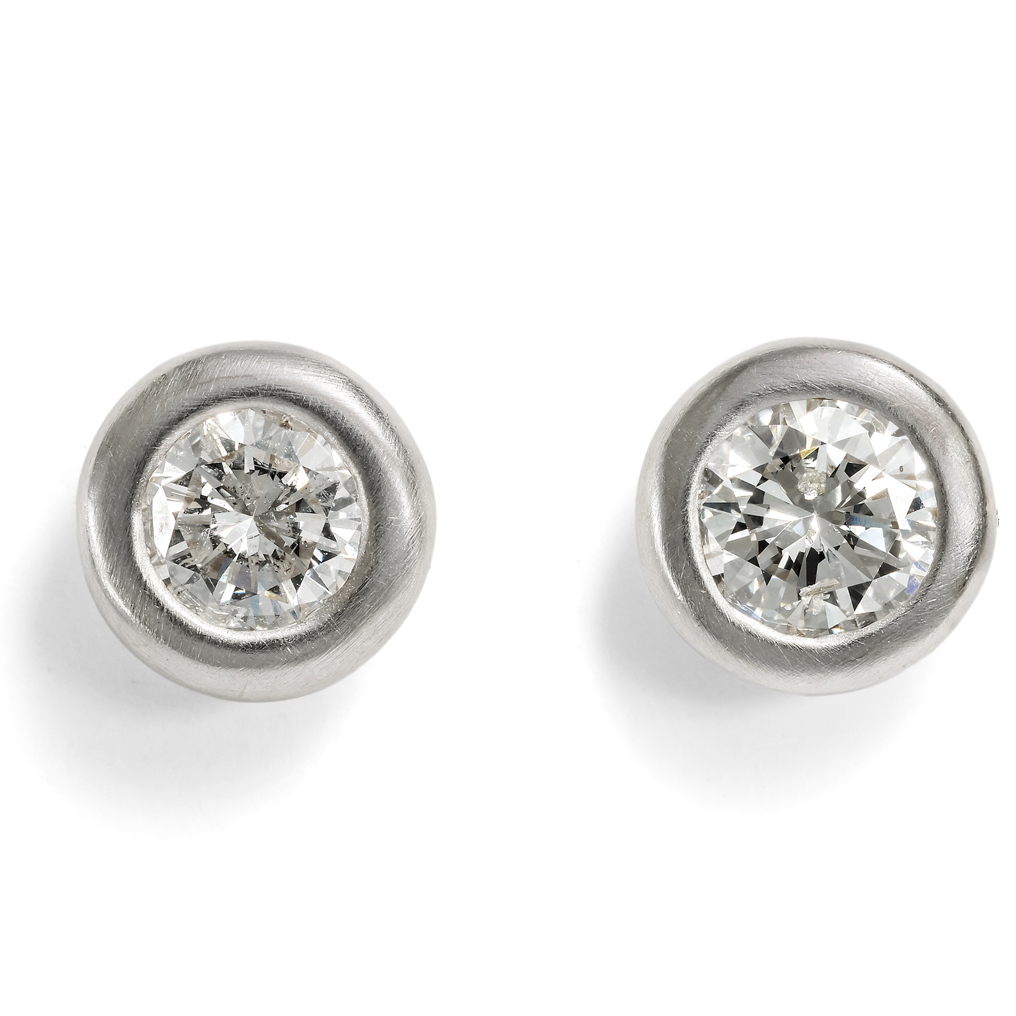 Vintage Solitaire Stud Earrings with 1.00 ct Brilliants in White Gold, c. 2000