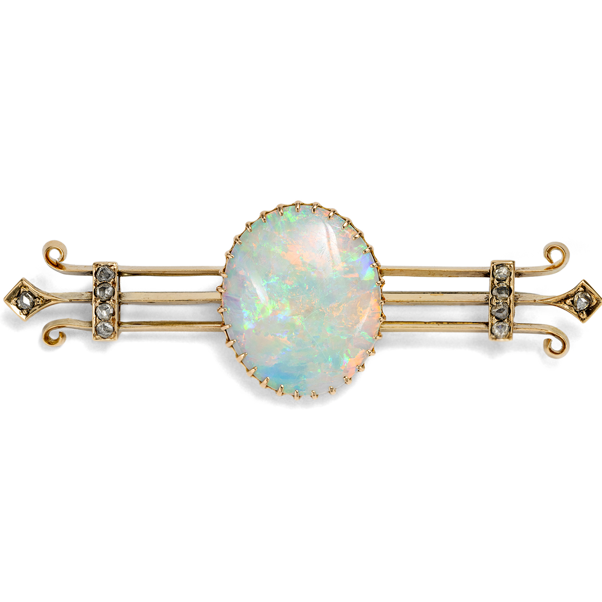 Antique Gold Brooch with Opal & Diamonds by August Brunkhorst, Adelaide c. 1900