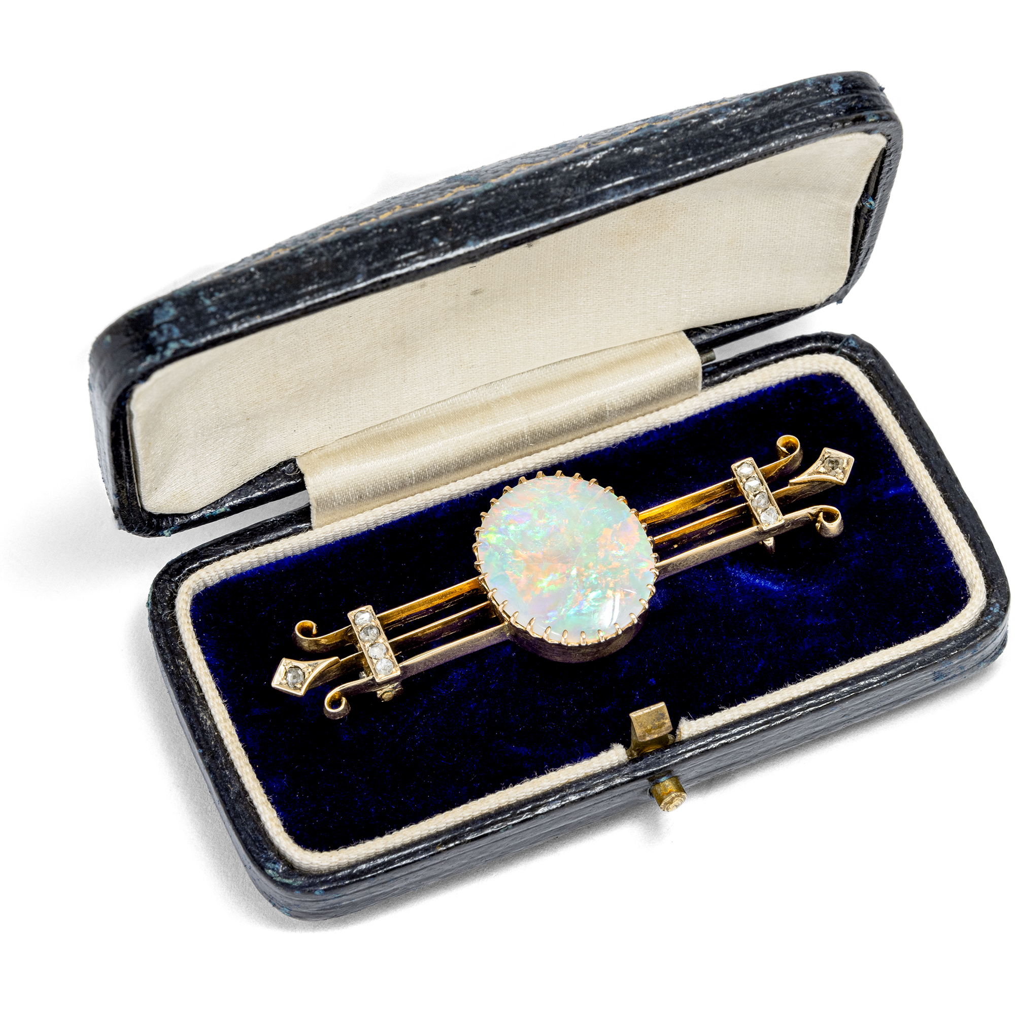 Antike Brosche mit Opal & Diamanten in Gold von August Brunkhorst, Adelaide um 1900