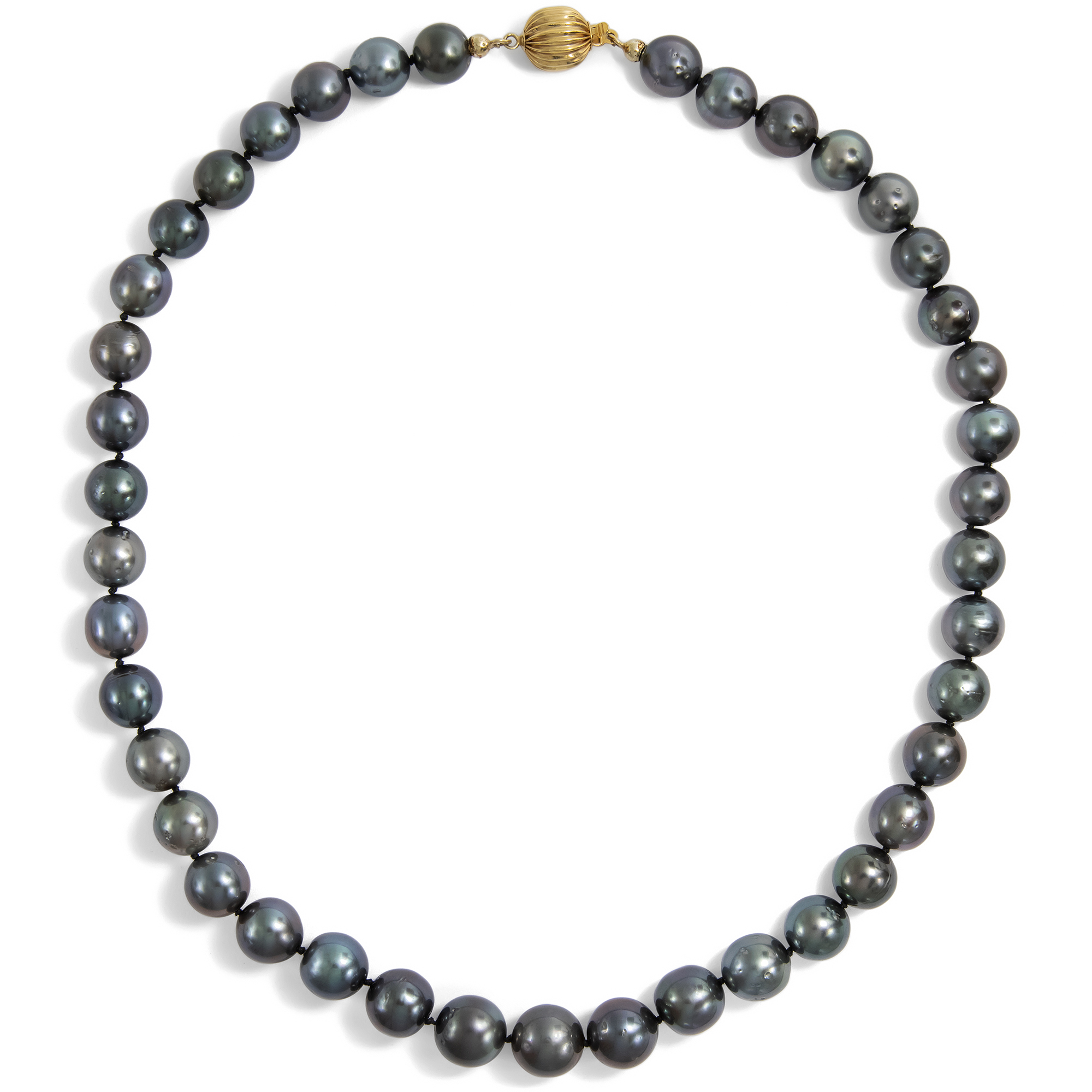 Classic Tahitian Cultured Pearl Necklace with Gold Clasp, c. 2000