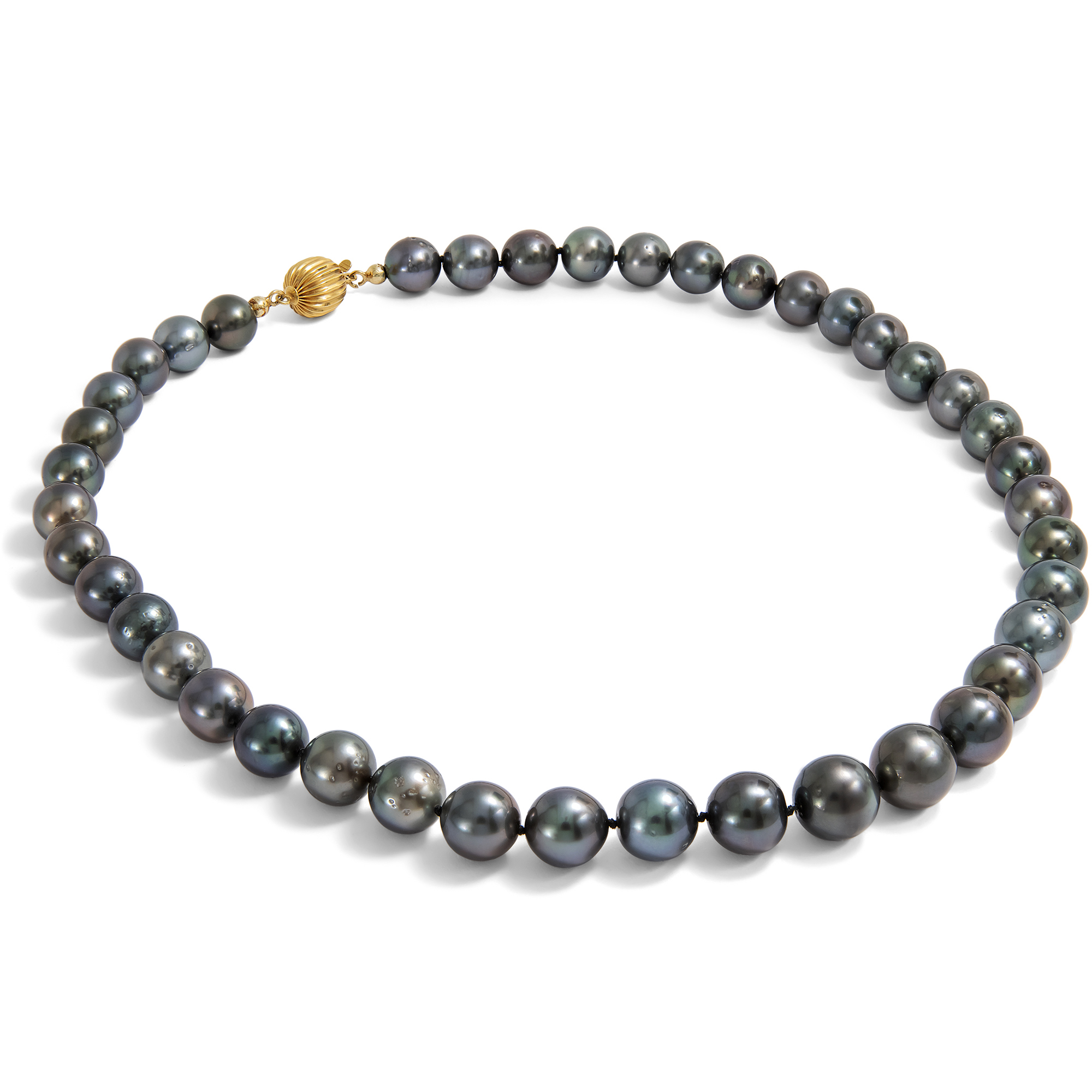 Classic Tahitian Cultured Pearl Necklace with Gold Clasp, c. 2000