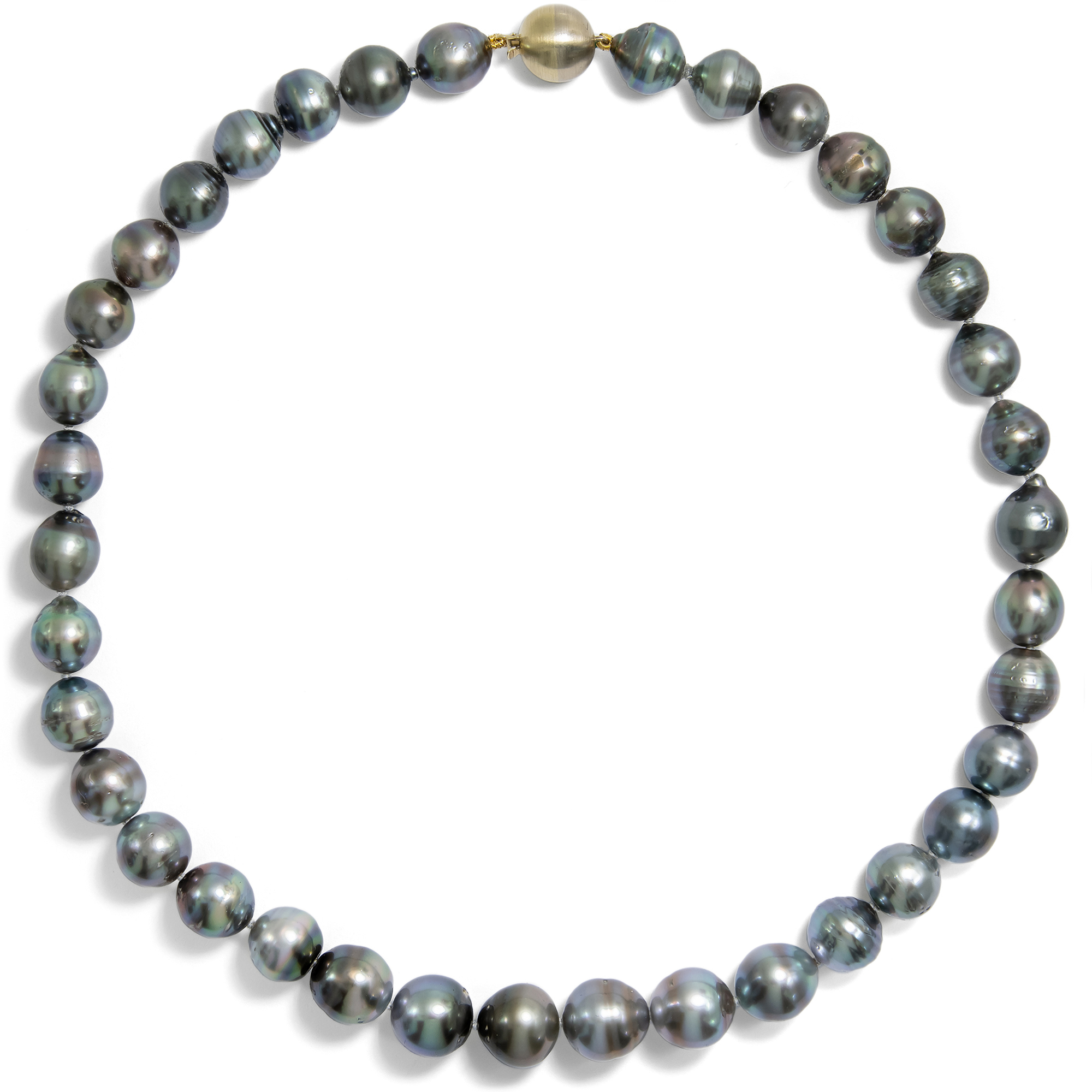 Classic Tahitian Pearl Necklace with Gold Clasp, c. 2000