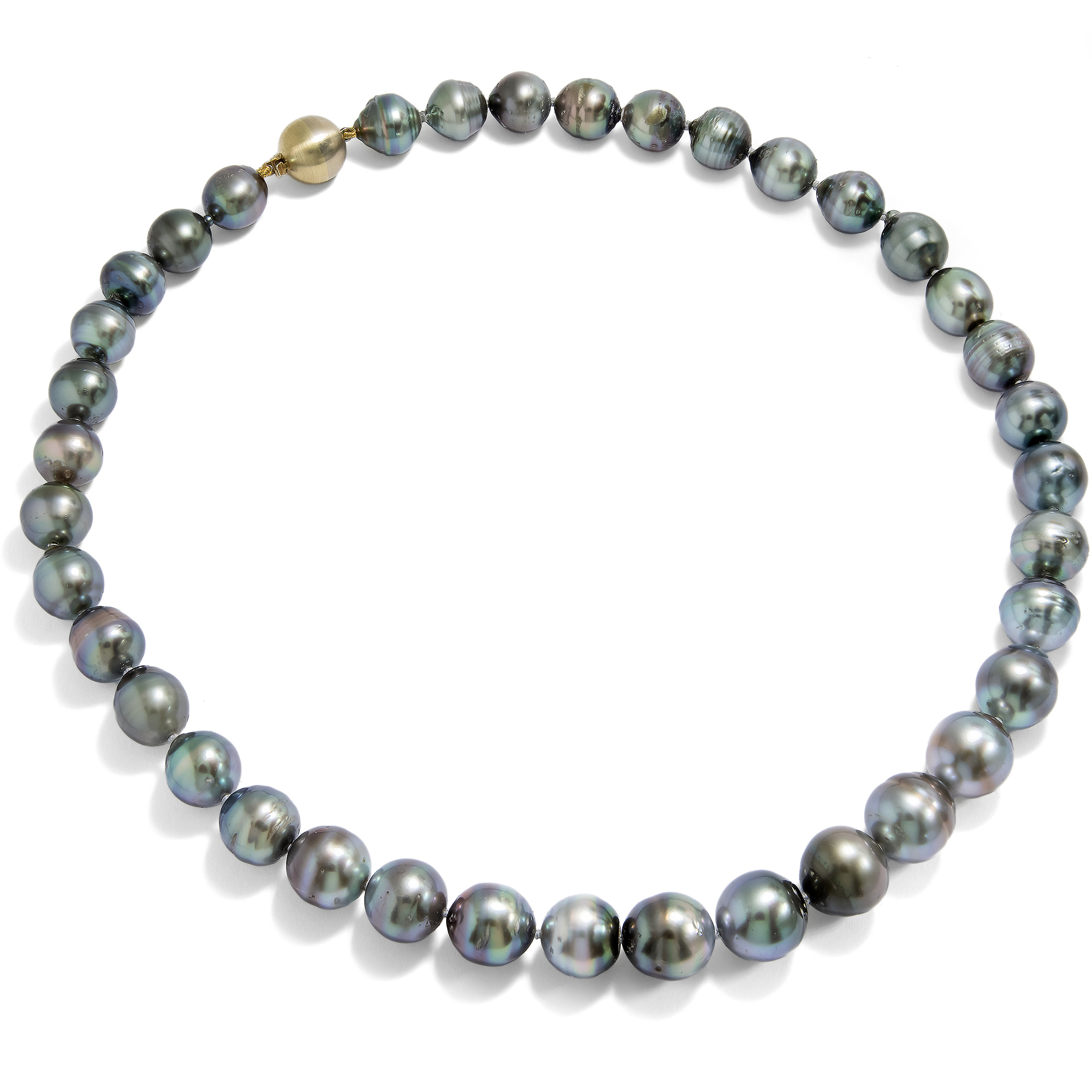 Classic Tahitian Pearl Necklace with Gold Clasp, c. 2000