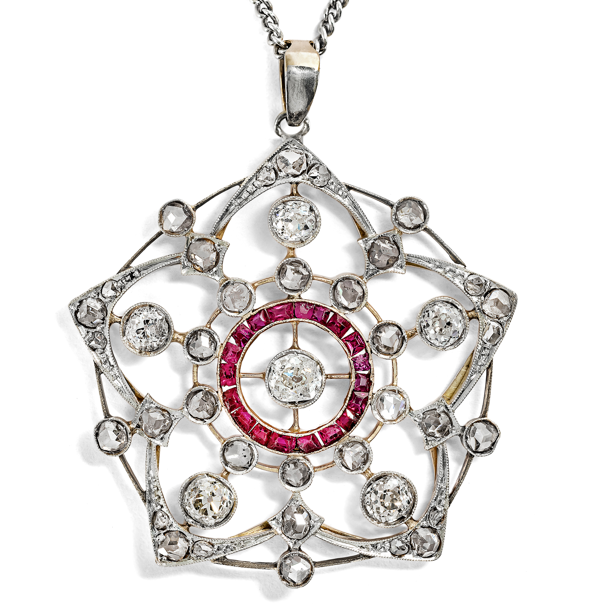 Delicate Antique Ruby and Diamond Pendant, c. 1910