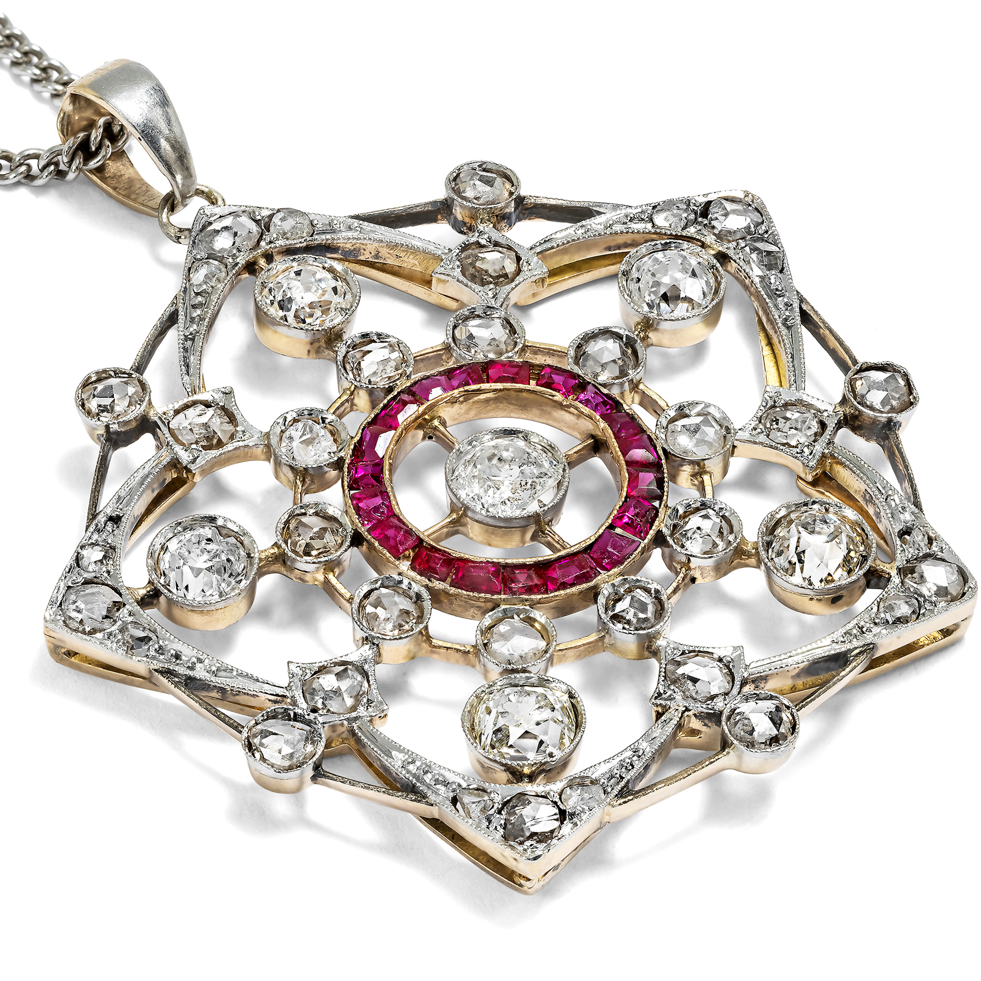 Delicate Antique Ruby and Diamond Pendant, c. 1910