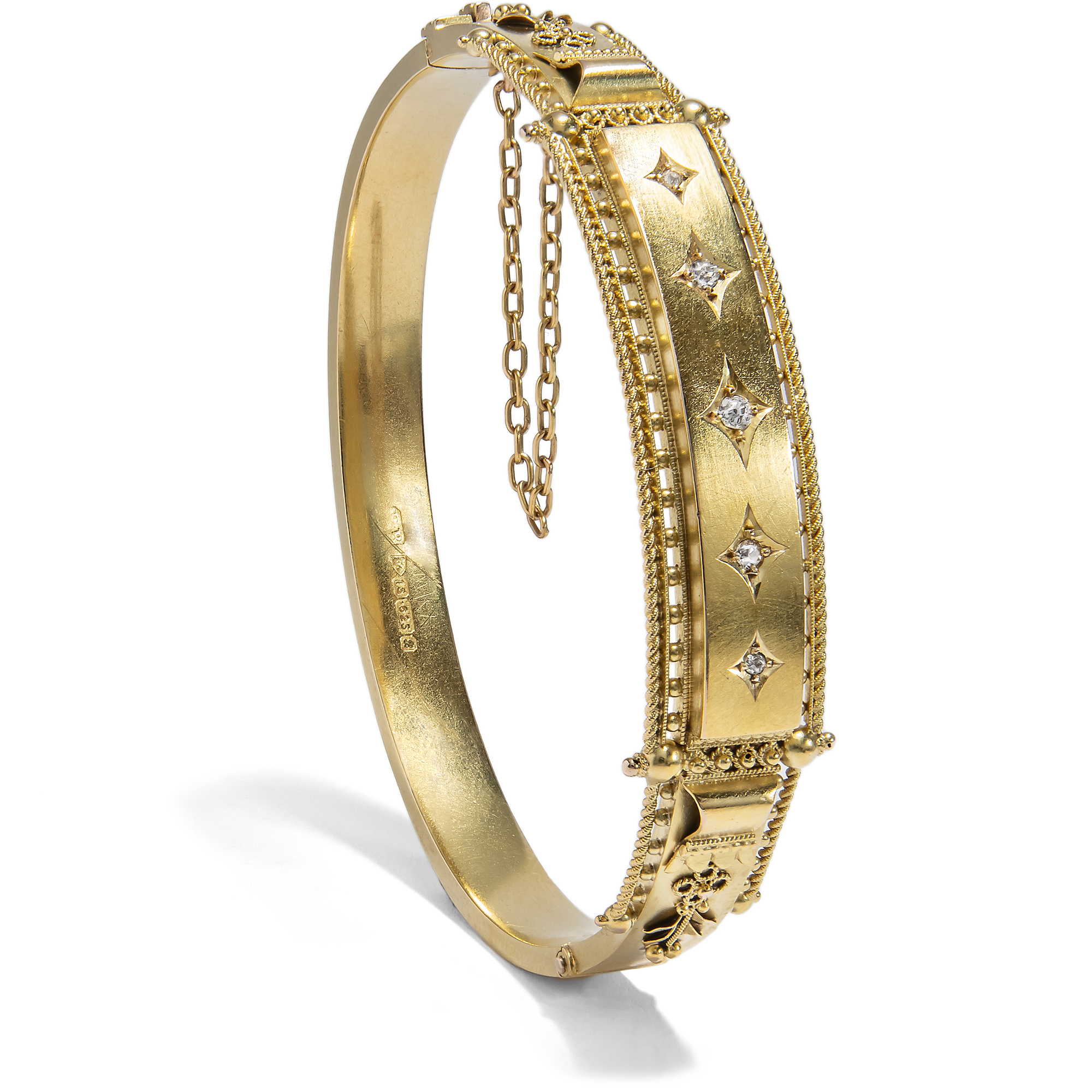 Antique Gold & Diamond Bangle, Chester, Dated 1902