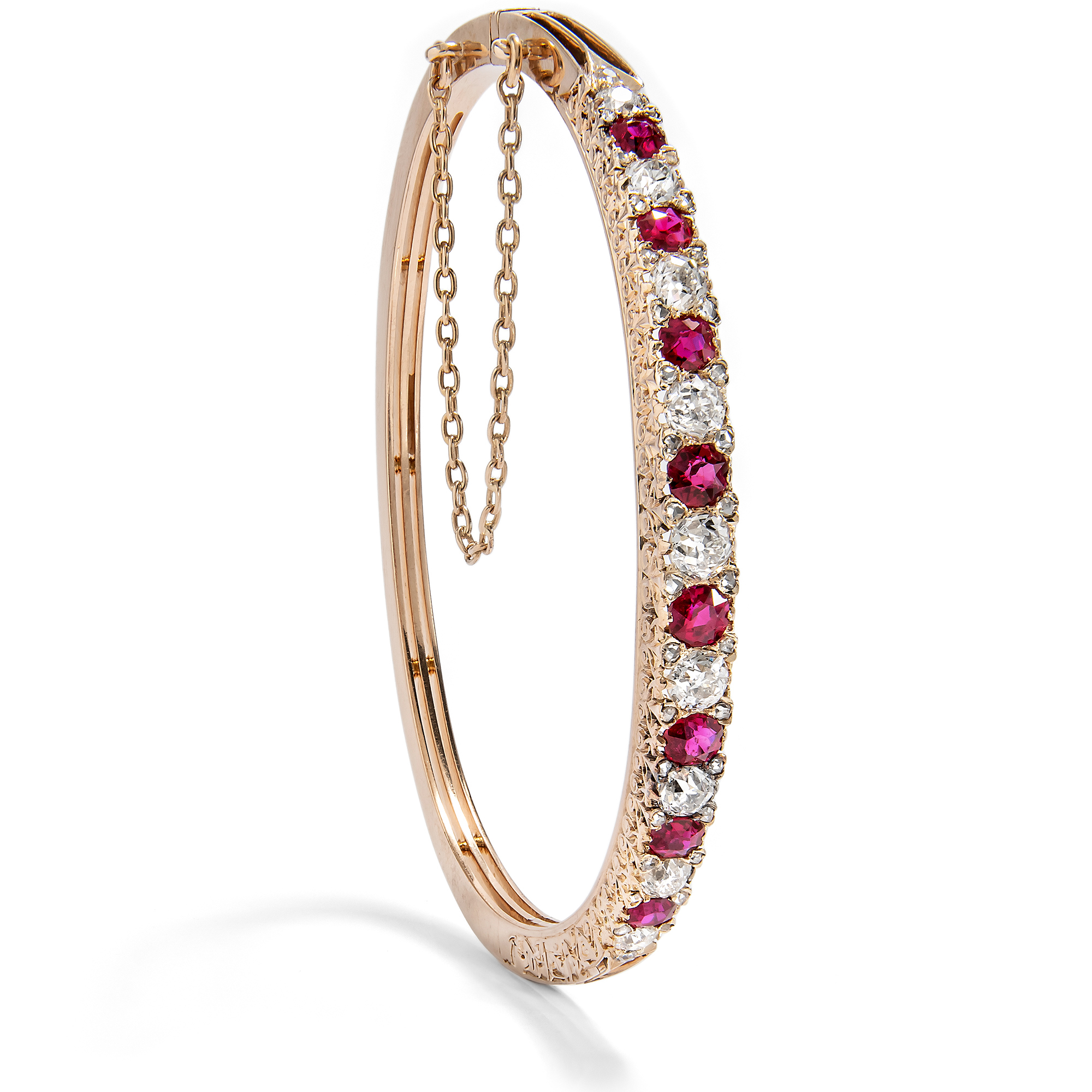 Antique Ruby and Diamond Bangle in Gold, c. 1890s