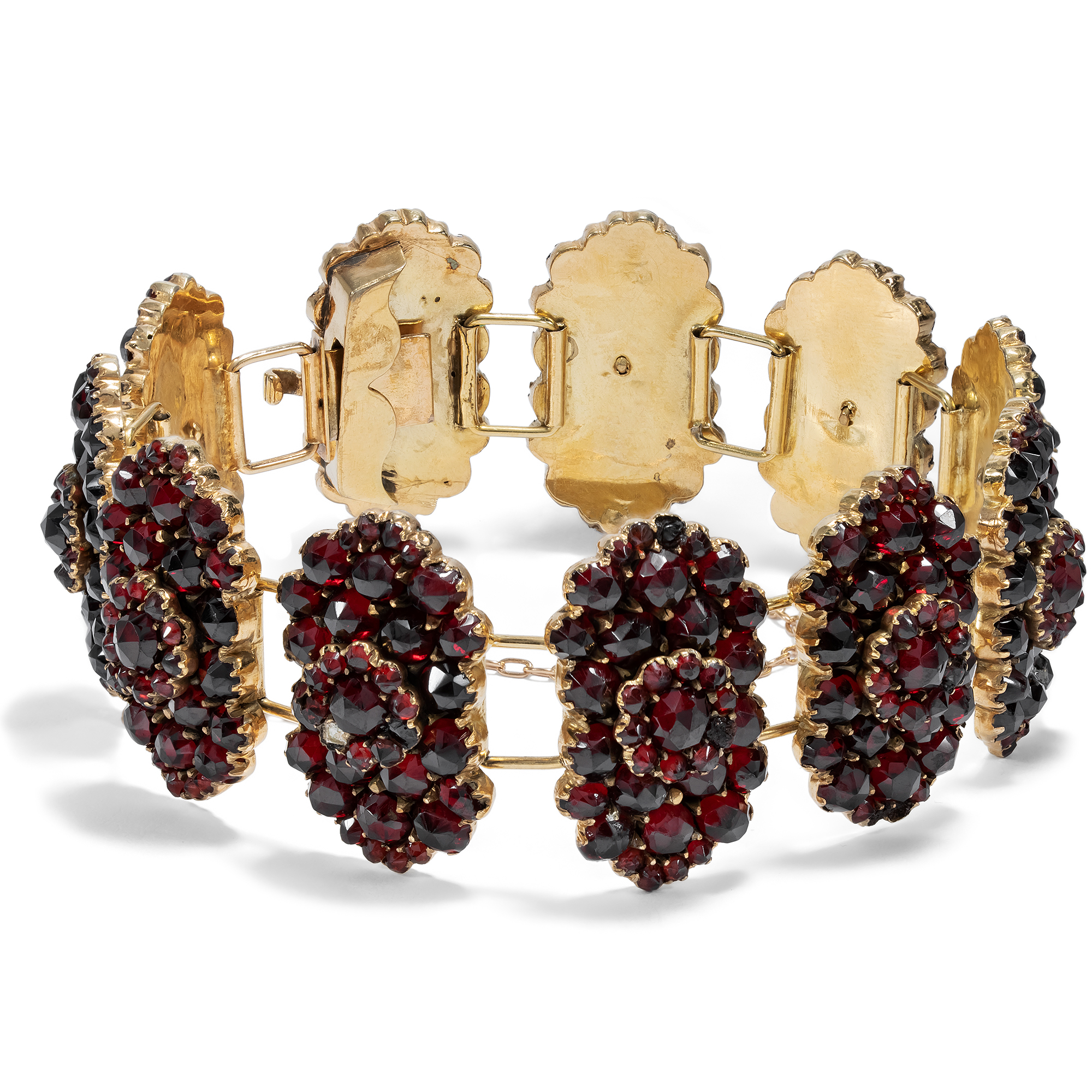 Antique Garnet Bracelet in Gilt Silver, c. 1900