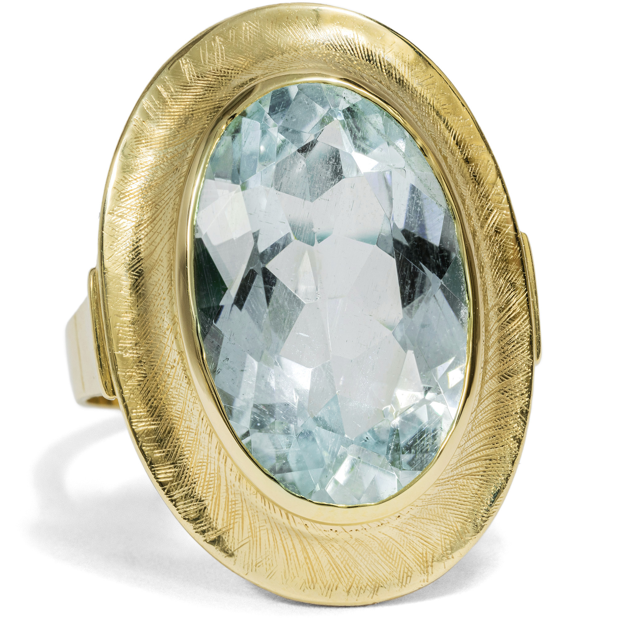 Large Vintage Gold Ring with Aquamarine, c. 1960