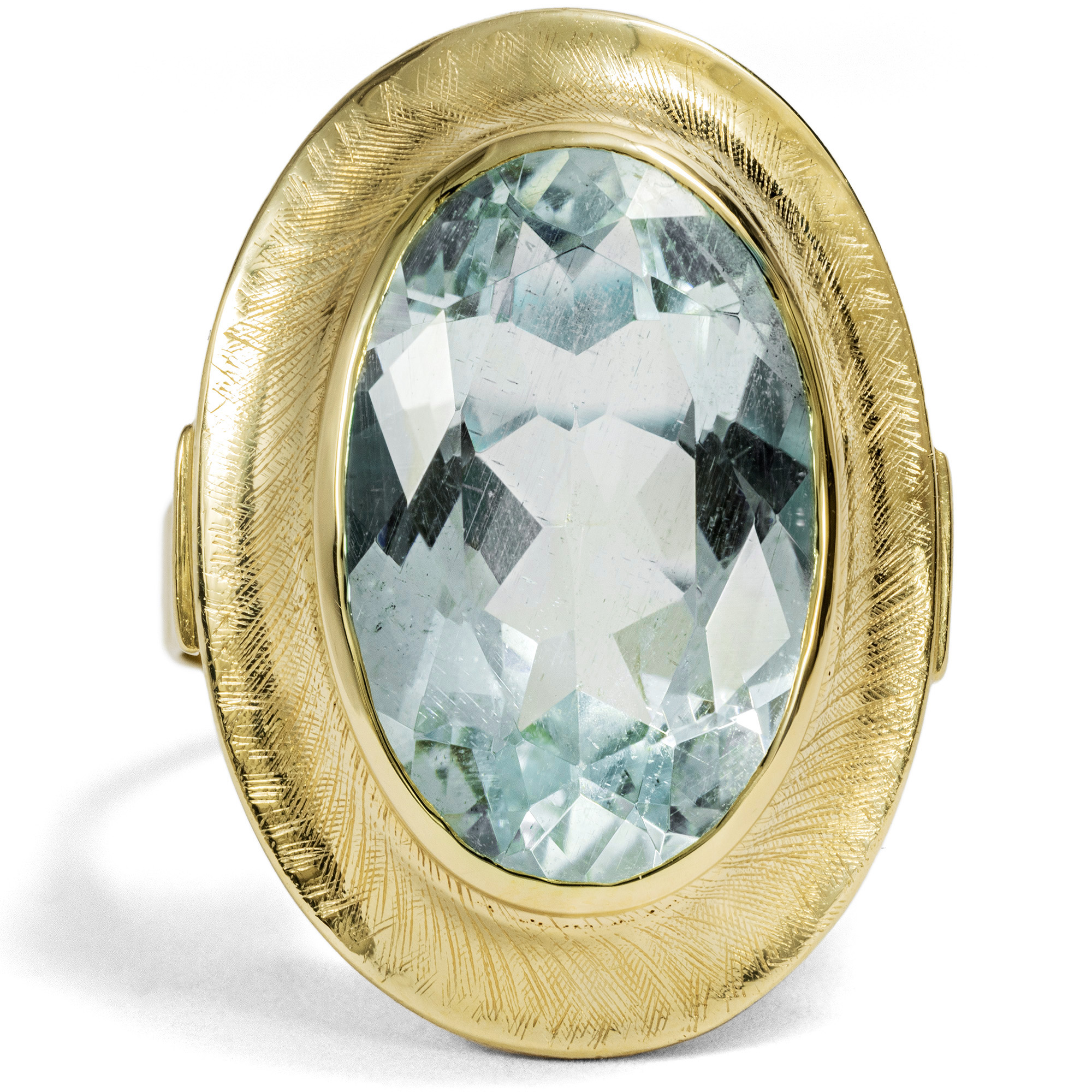 Large Vintage Gold Ring with Aquamarine, c. 1960