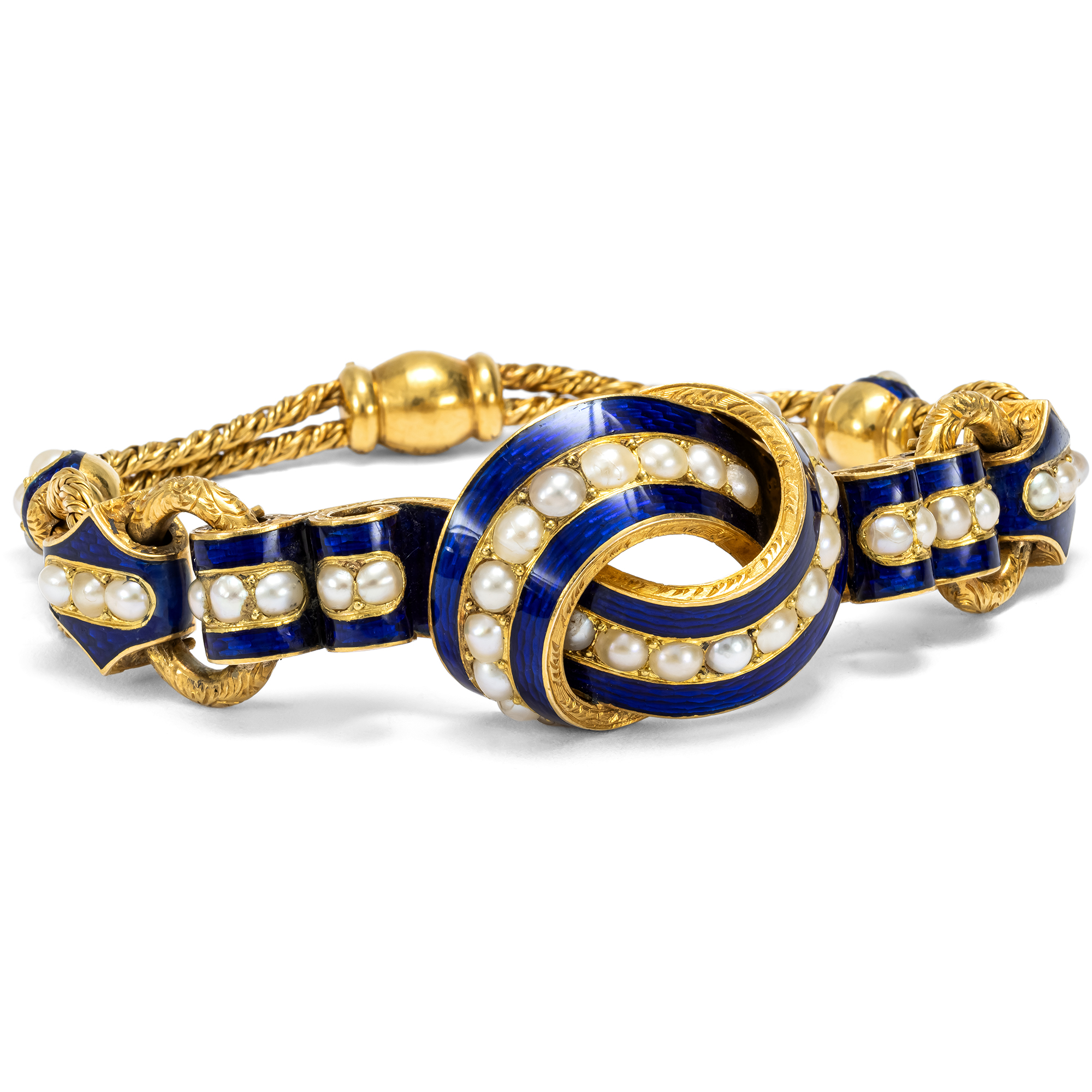 Prachtvolles Armband mit Perlen in Gold, Jules Chaise für Mellerio dits Meller, Paris um 1845 Prachtvolles Armband mit Perlen in Gold, Jules Chaise für Mellerio dits Meller, Paris um 1845