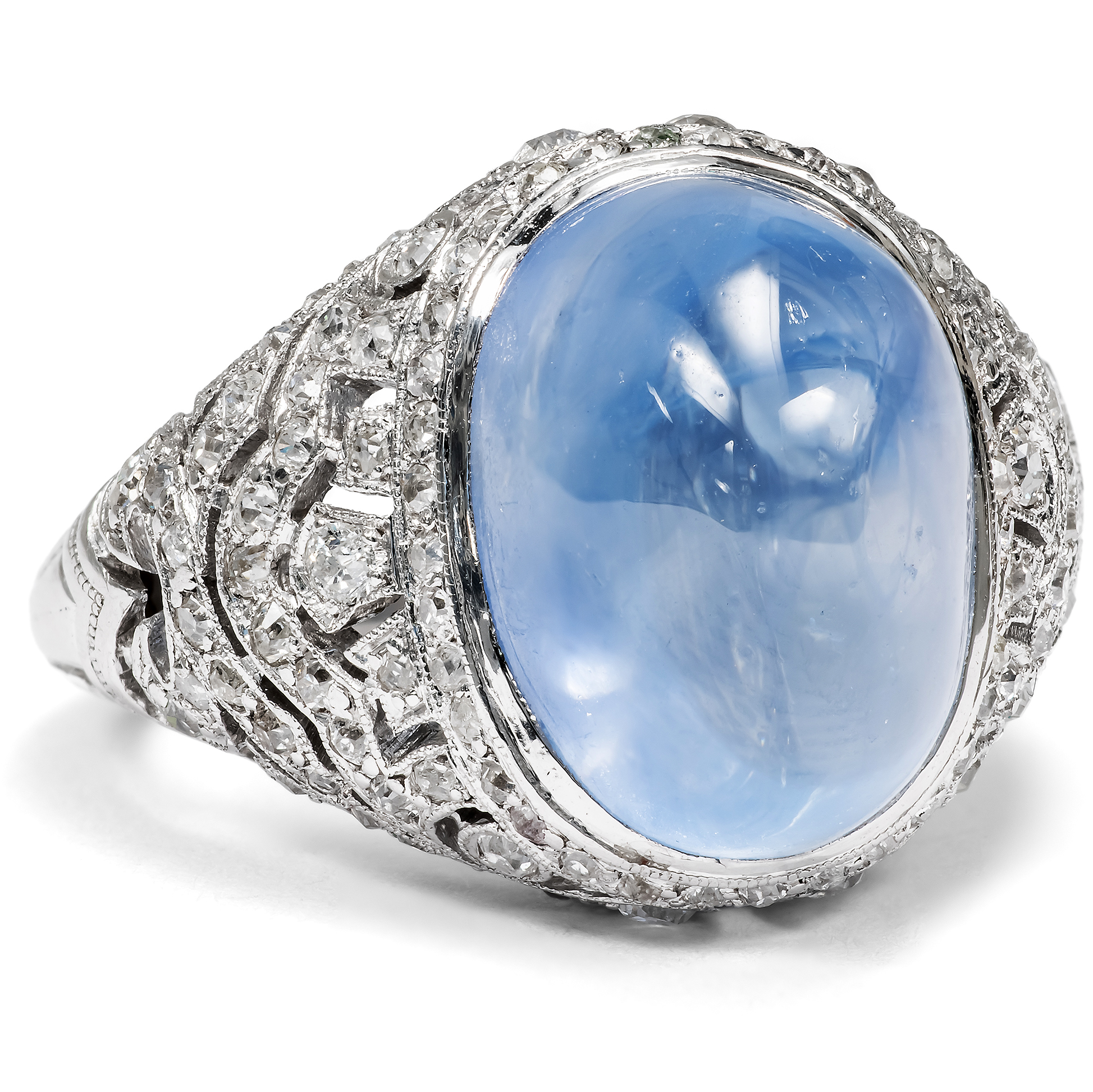 Kostbarer Ring des Art Déco Ring mit unbehandeltem 15 ct Saphir & Diamanten, um 1930 Kostbarer Ring des Art Déco Ring mit unbehandeltem 15 ct Saphir & Diamanten, um 1930