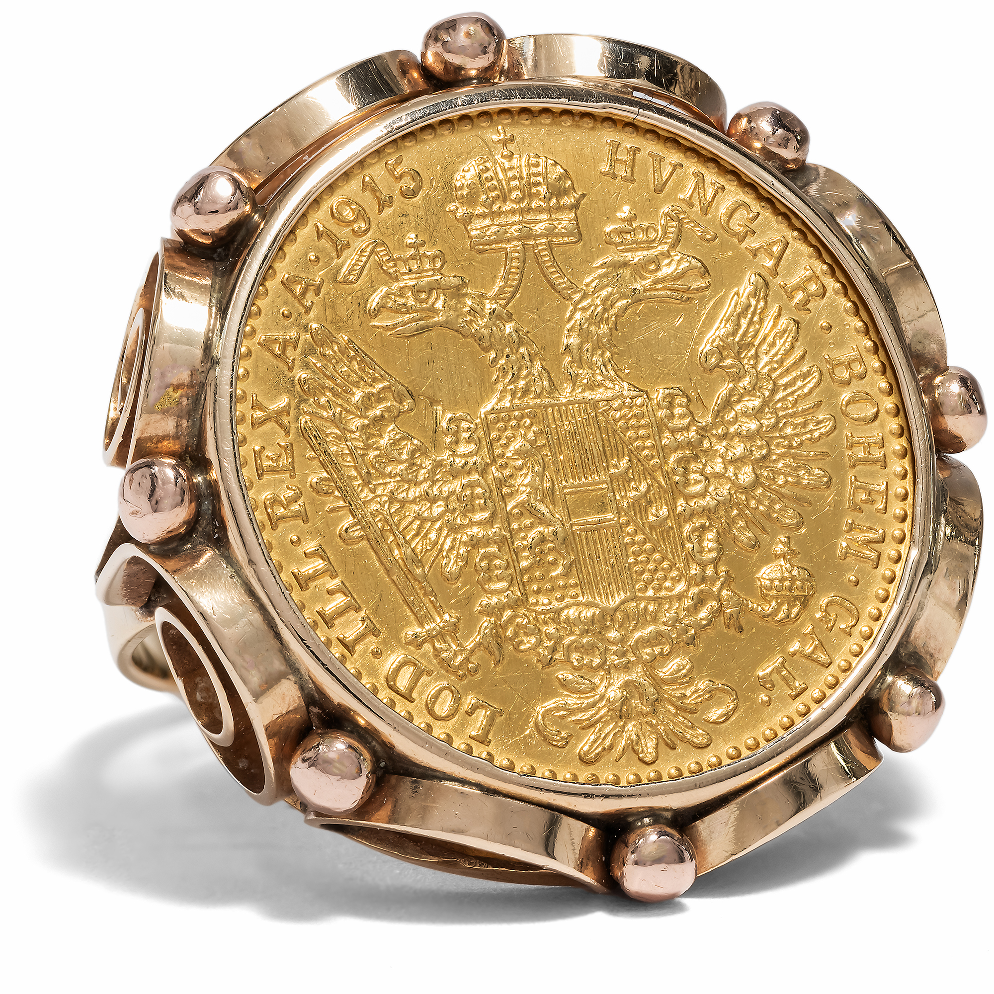 Vintage Ring with Austrian Gold Ducat, Vienna c. 1950