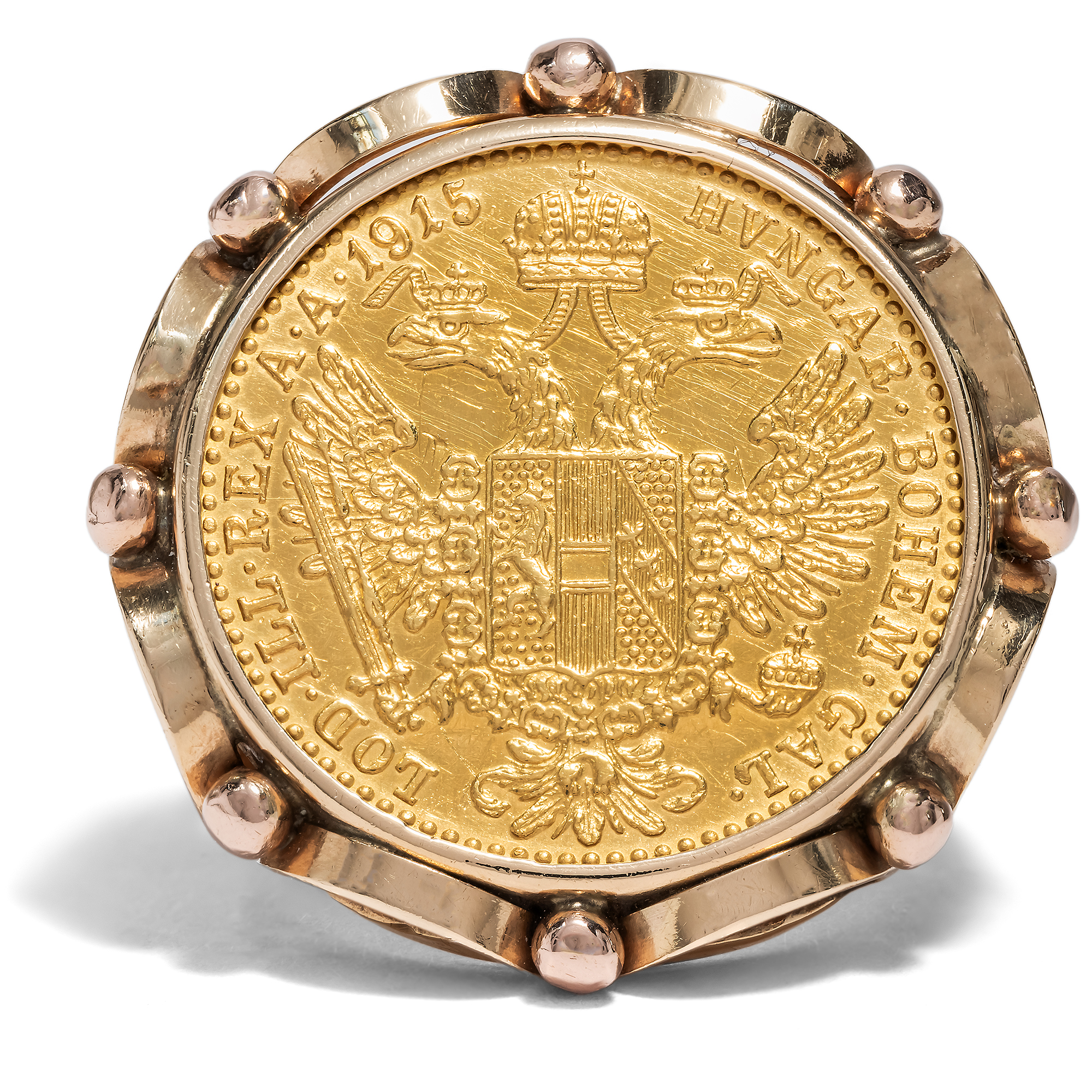 Vintage Ring with Austrian Gold Ducat, Vienna c. 1950