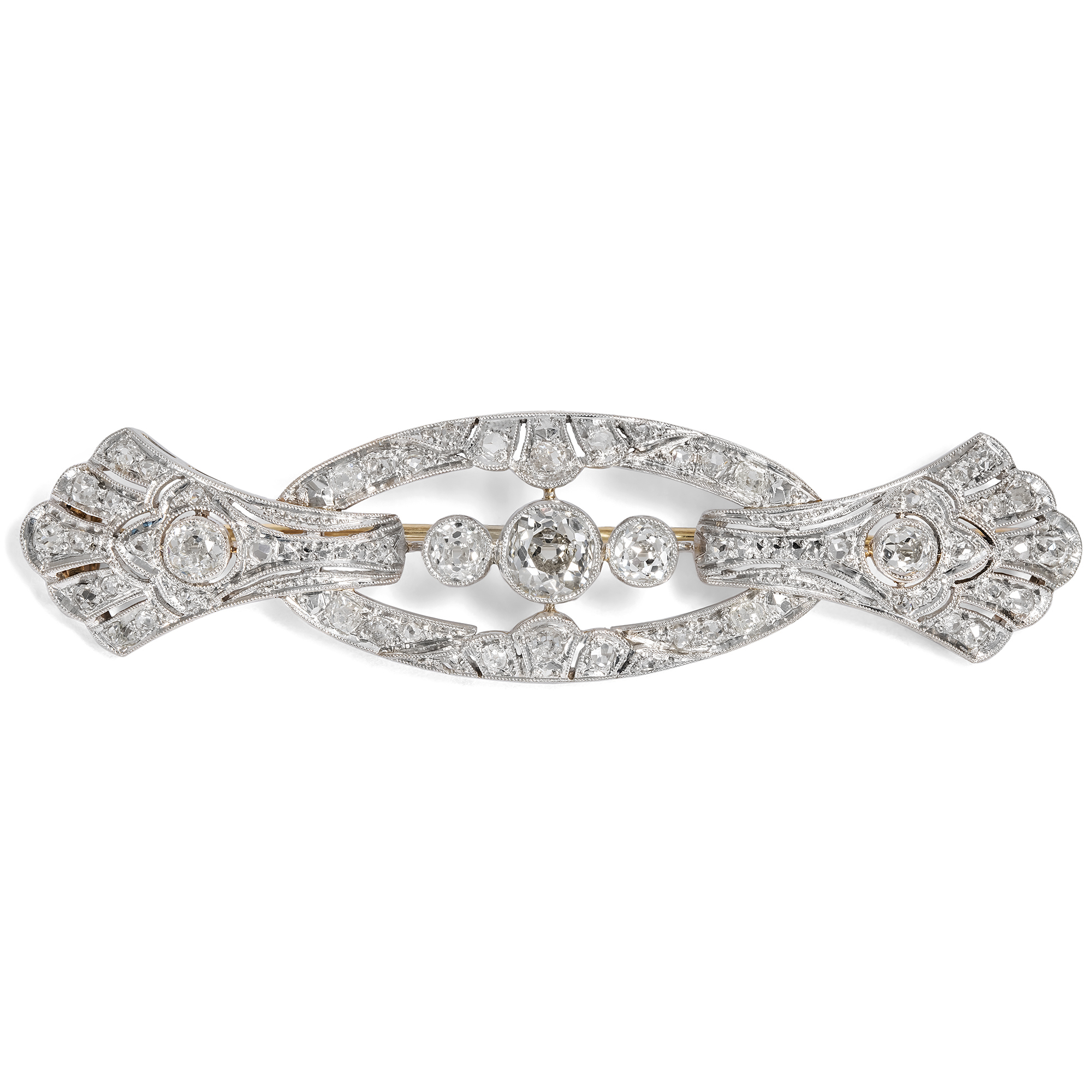 Elegant Art Deco brooch with diamonds in platinum & white gold, circa 1930 Elegant Art Deco brooch with diamonds in platinum & white gold, circa 1930