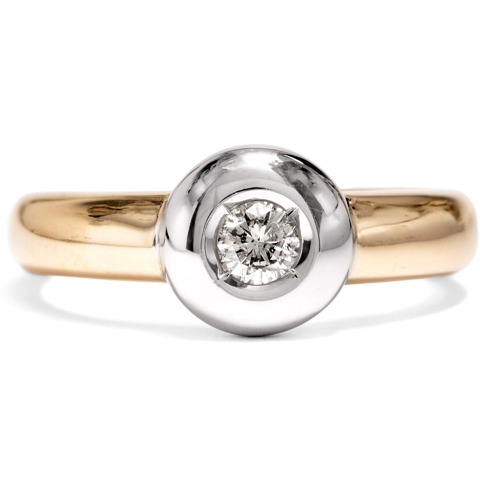 Minimalistic Vintage Solitaire Ring with 0.18 ct Diamond in Gold, c. 1990s