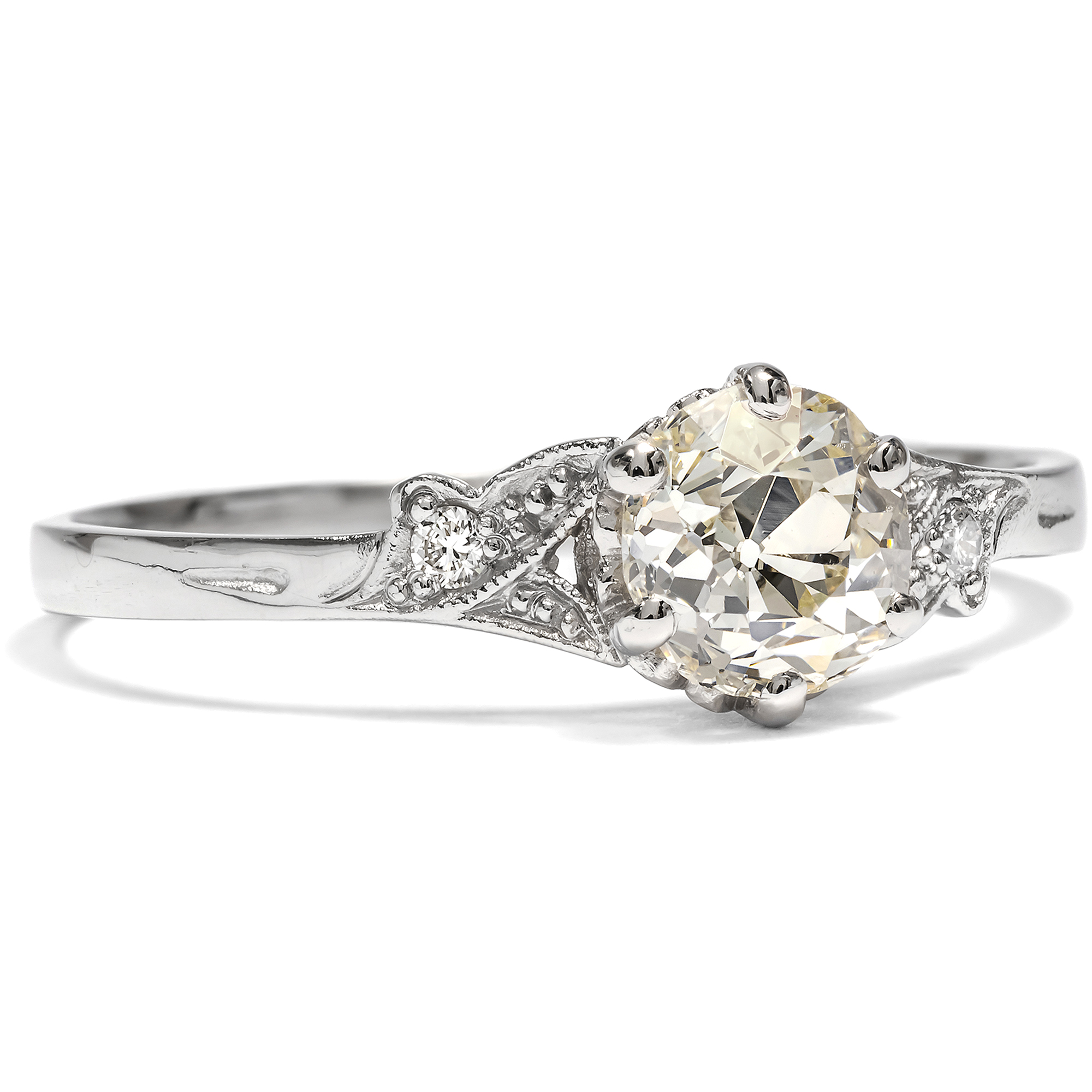 Elegant Platinum Ring with 0.94 ct O European Cut Solitaire from our Workshop