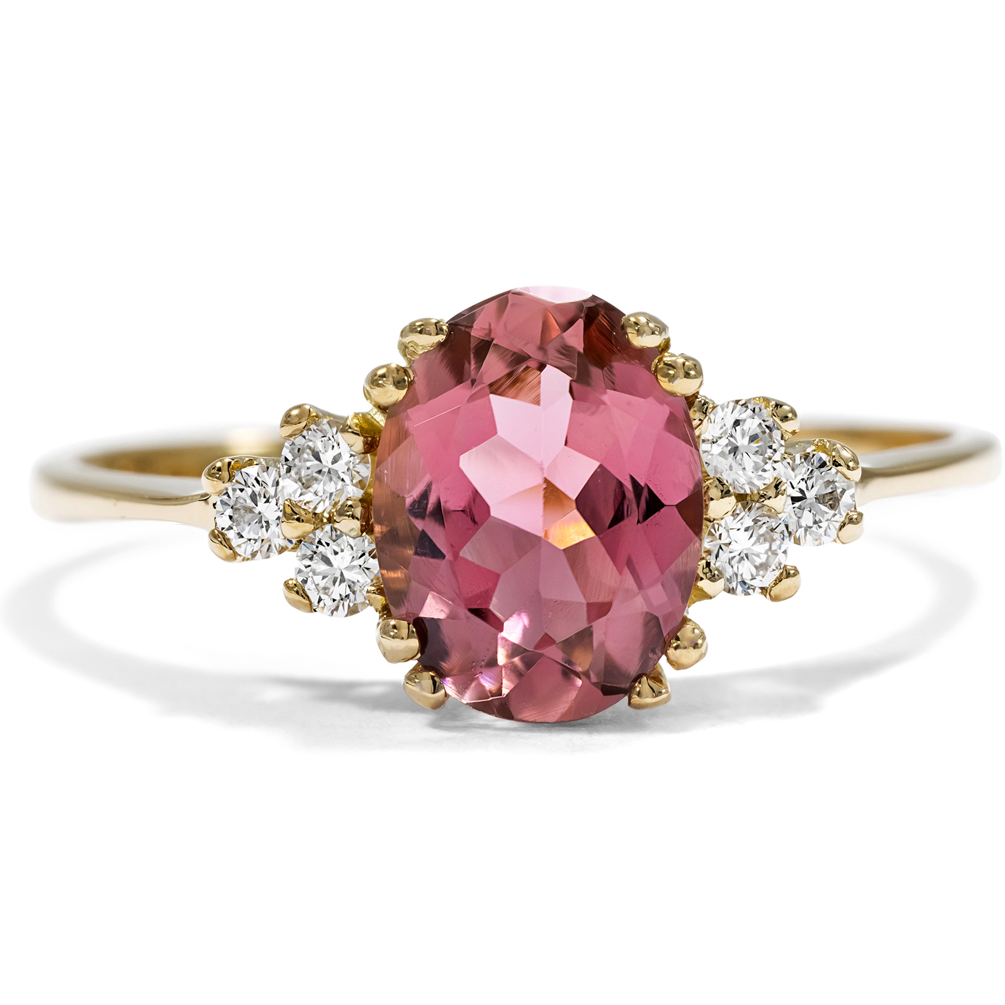 Delicate Gold Ring with Mauve Tourmaline & Diamonds From Our Workshop