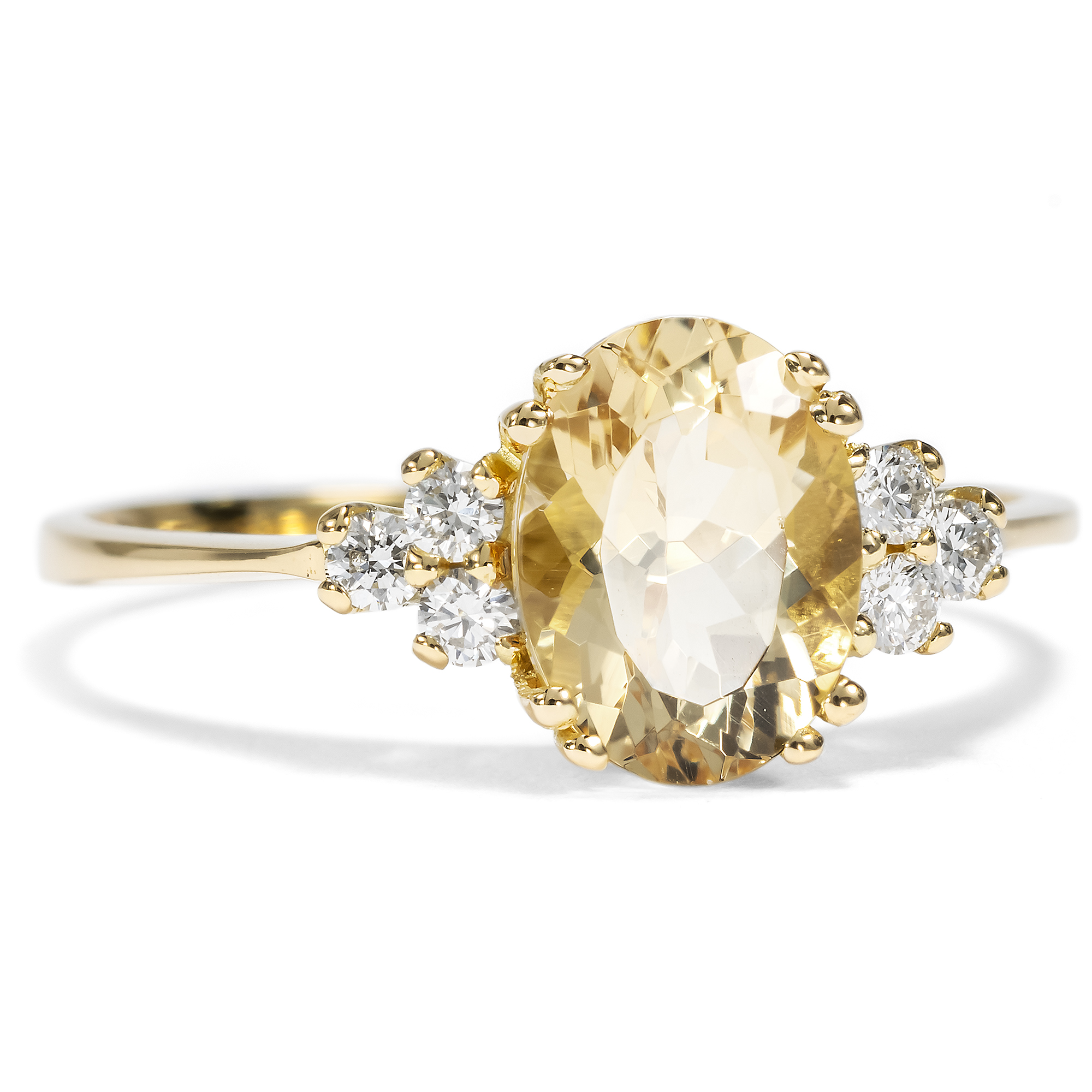 Zarter Ring mit Goldberyll & Diamanten in Gold aus unserer Werkstatt