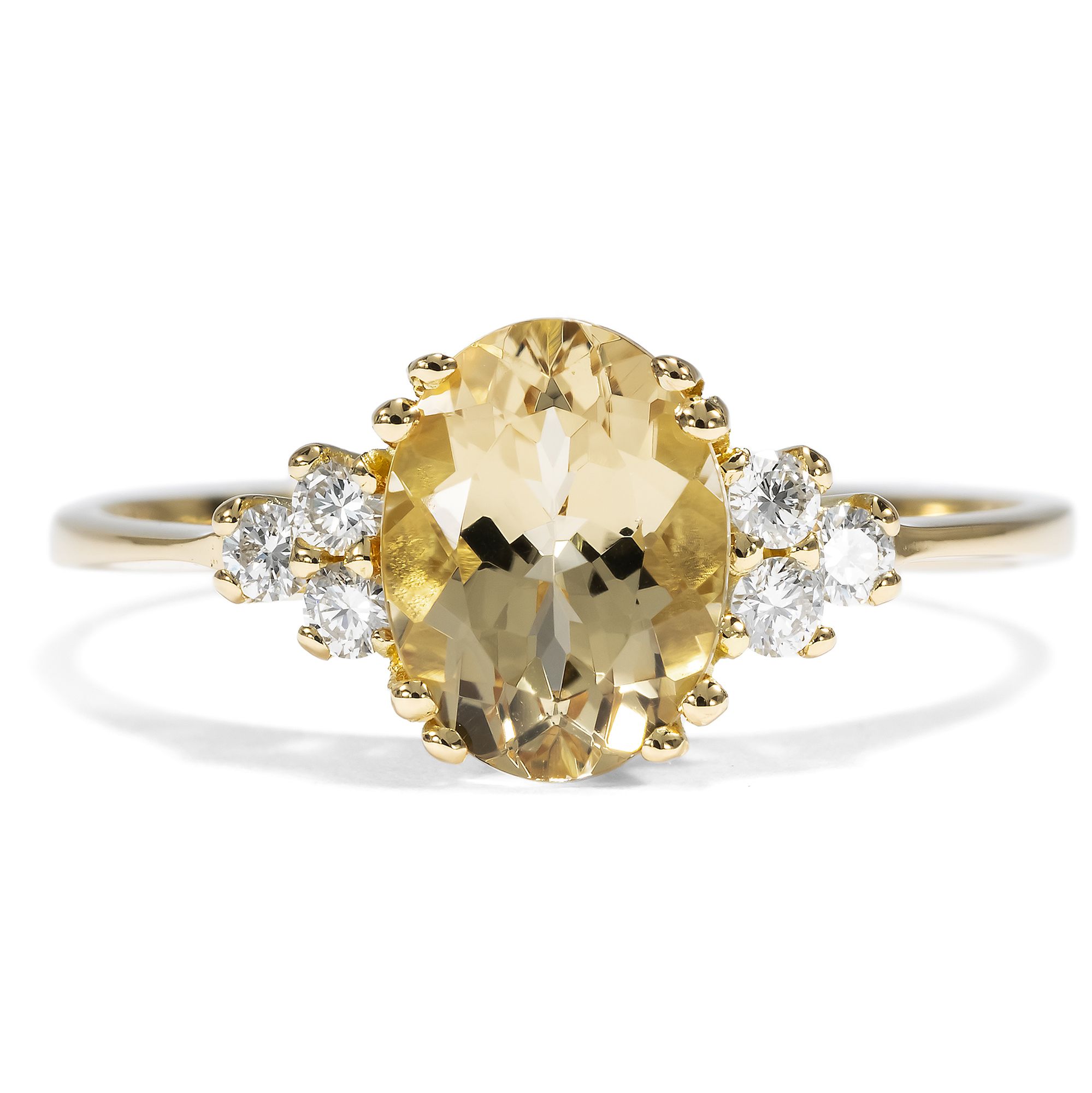 Zarter Ring mit Goldberyll & Diamanten in Gold aus unserer Werkstatt